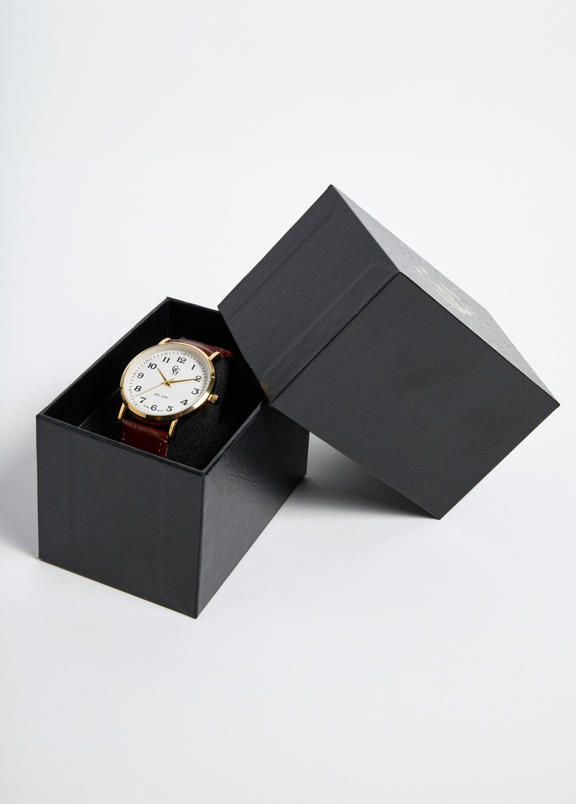 Relógio_redondo_de_aço_inoxidável_e_couro_estilo_crocodilo_Marron_DE4_slim