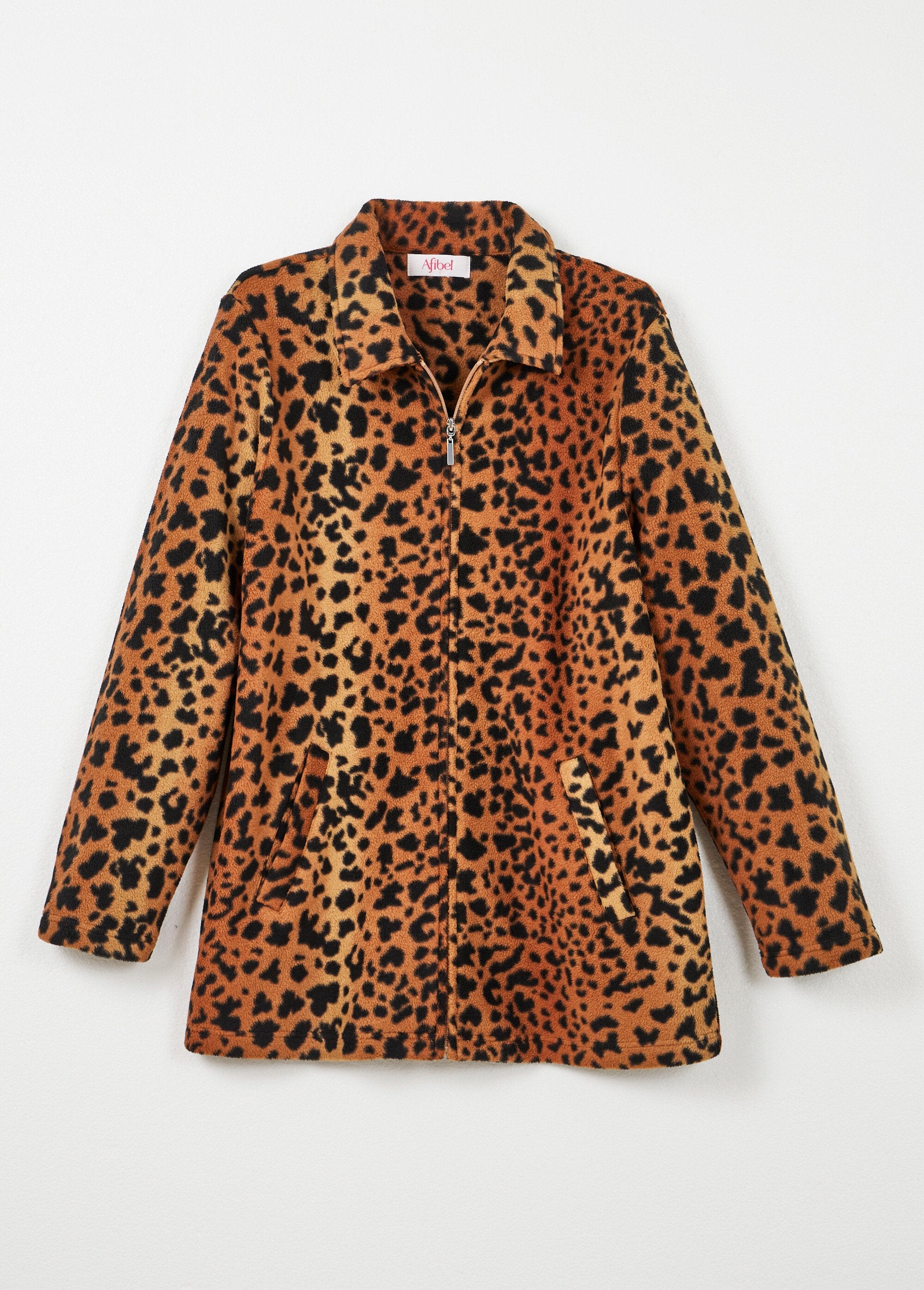 Casaco_de_lã_com_fecho_de_correr_estampado_Marron_et_noir_AP1_slim