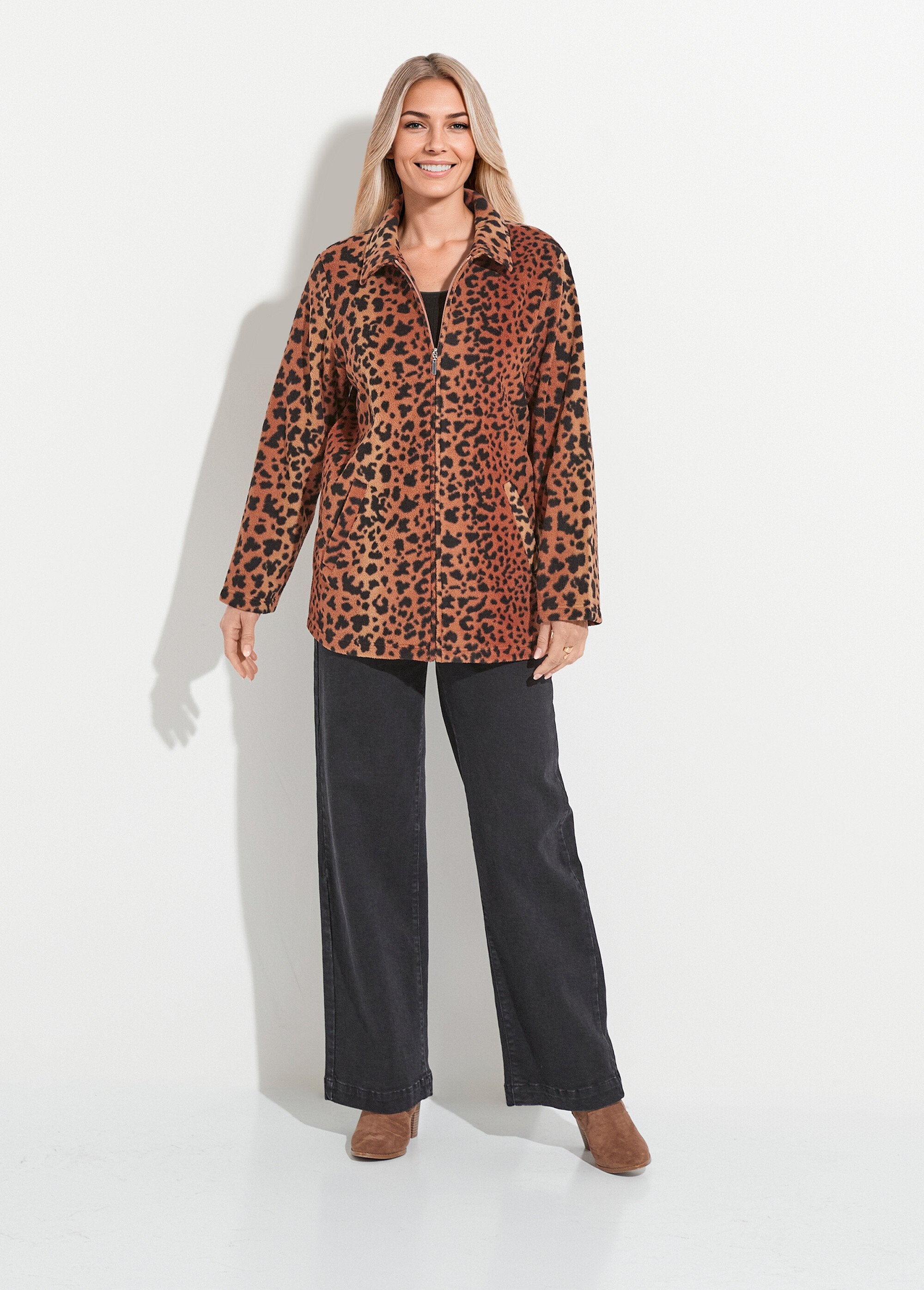 Casaco_de_lã_com_fecho_de_correr_estampado_Marron_et_noir_SF1_slim