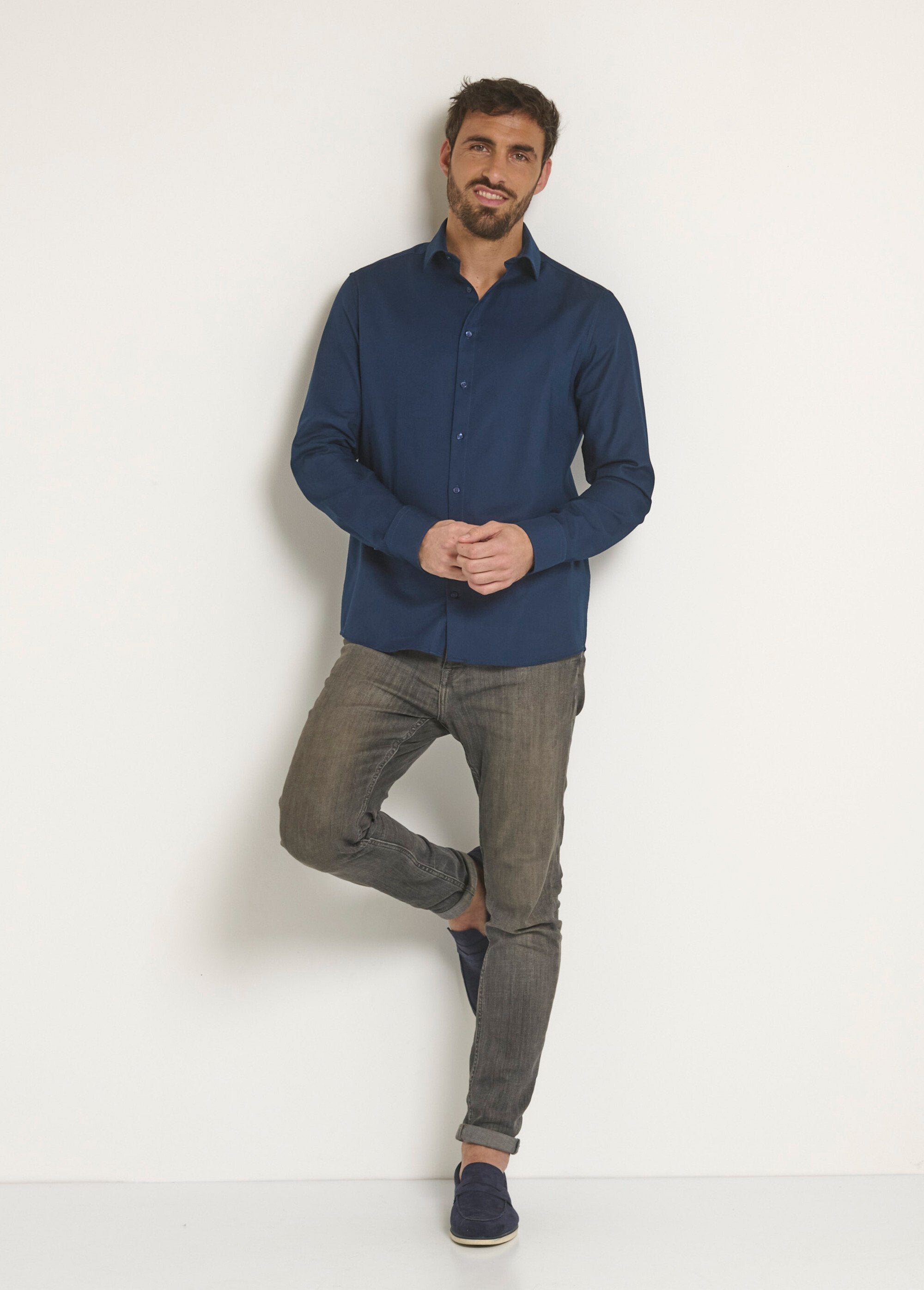 Camisa_de_algodão_chique_com_gola_semi-italiana_Marine_SF1_slim