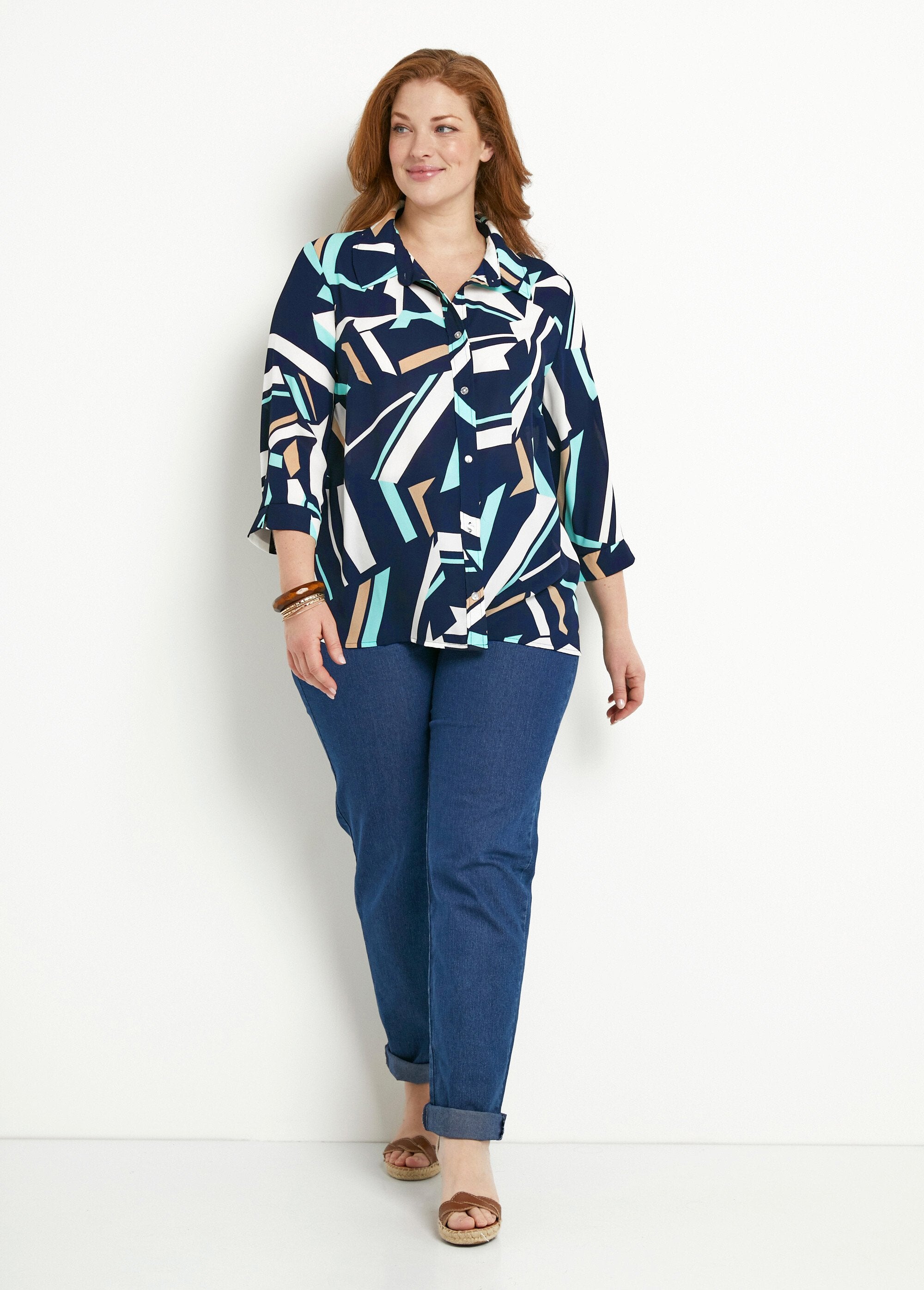 Blusa_reta_gráfica_com_mangas_3/4_Marine_et_beige_SF1_curvy