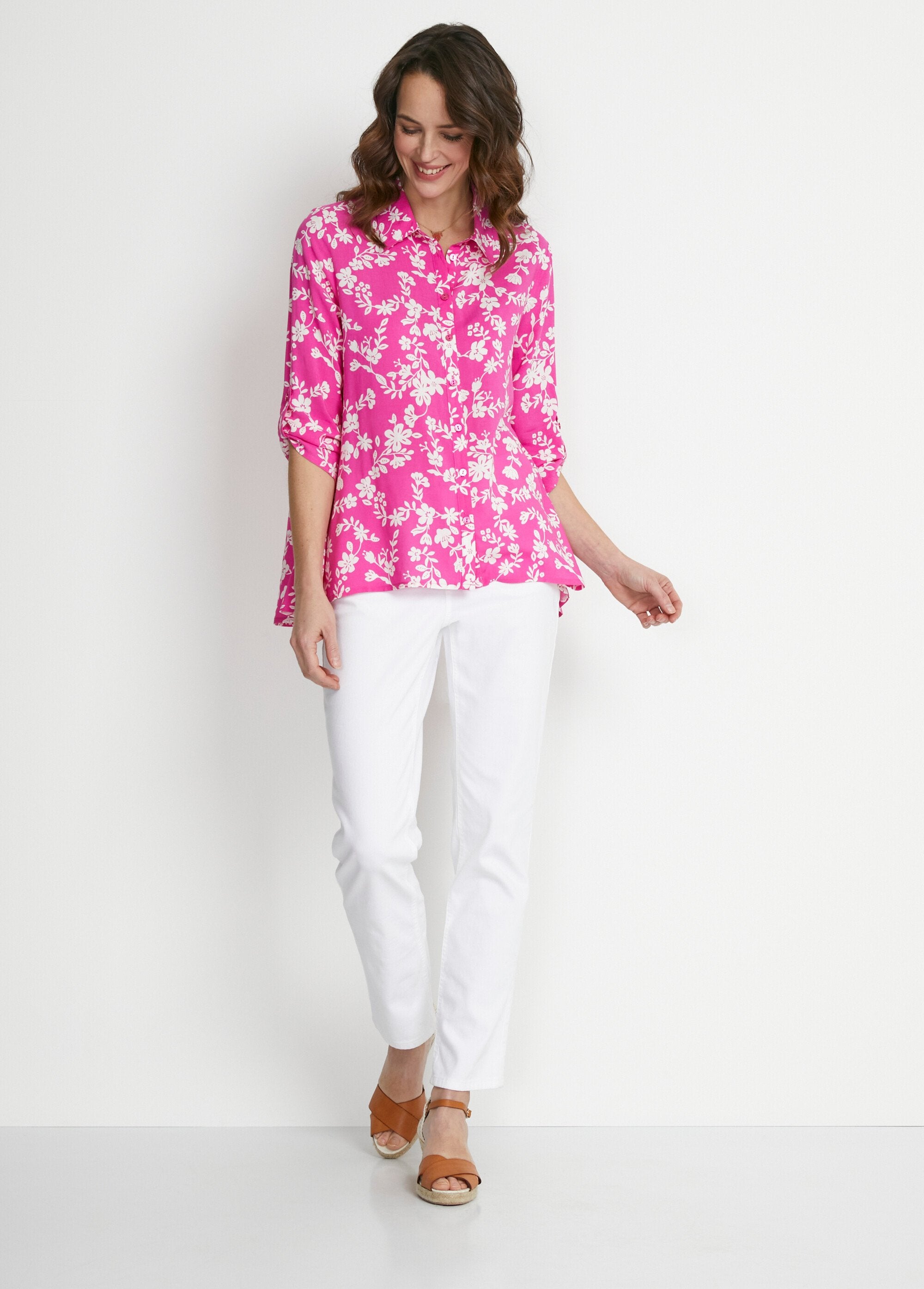Blusa_estampada_com_manga_3/4_e_costas_mais_compridas_Fuchsia_et_blanc_SF1_slim