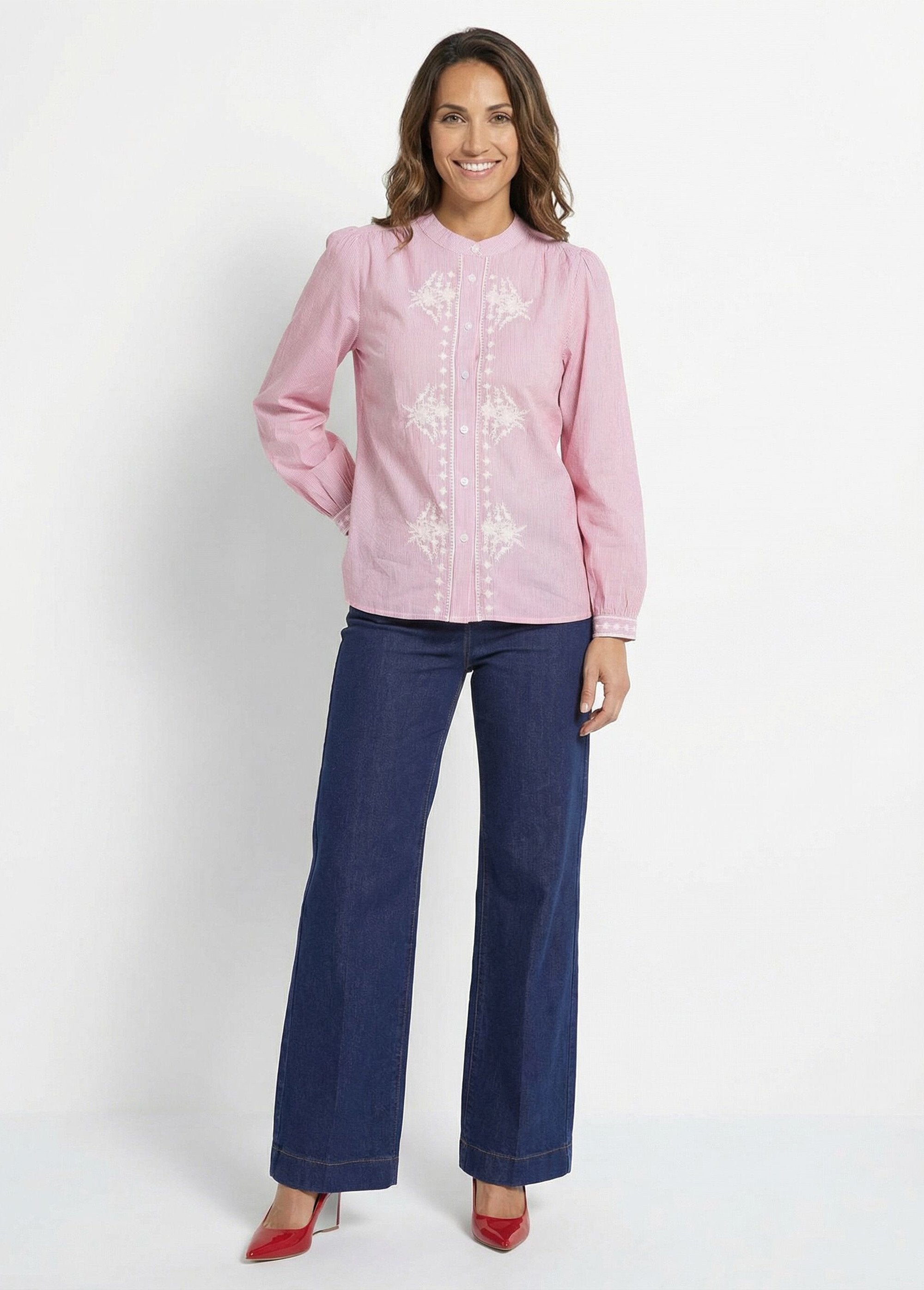 Chemisier_rayé_col_rond_et_broderies_Rouge_SF1_slim