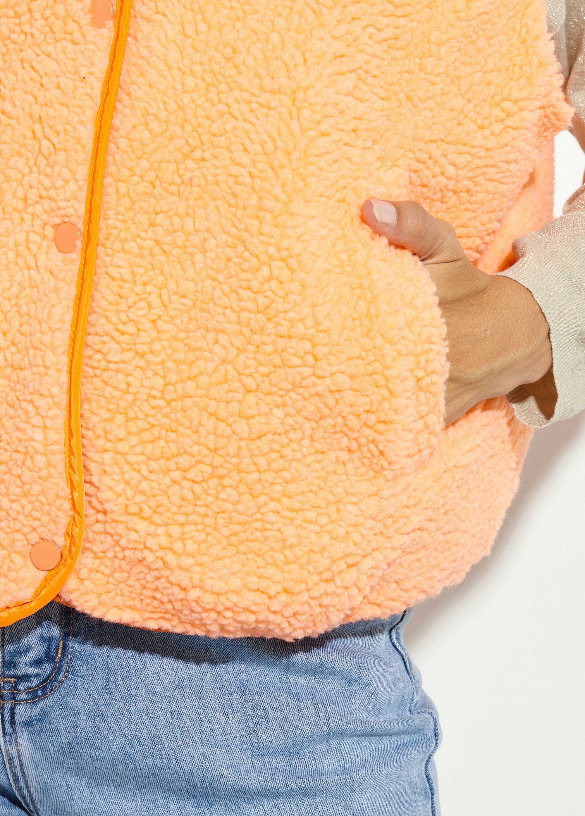 Casaco_de_malha_sem_mangas_em_pele_sintética_fluorescente_Orange_fluo_DE2_slim