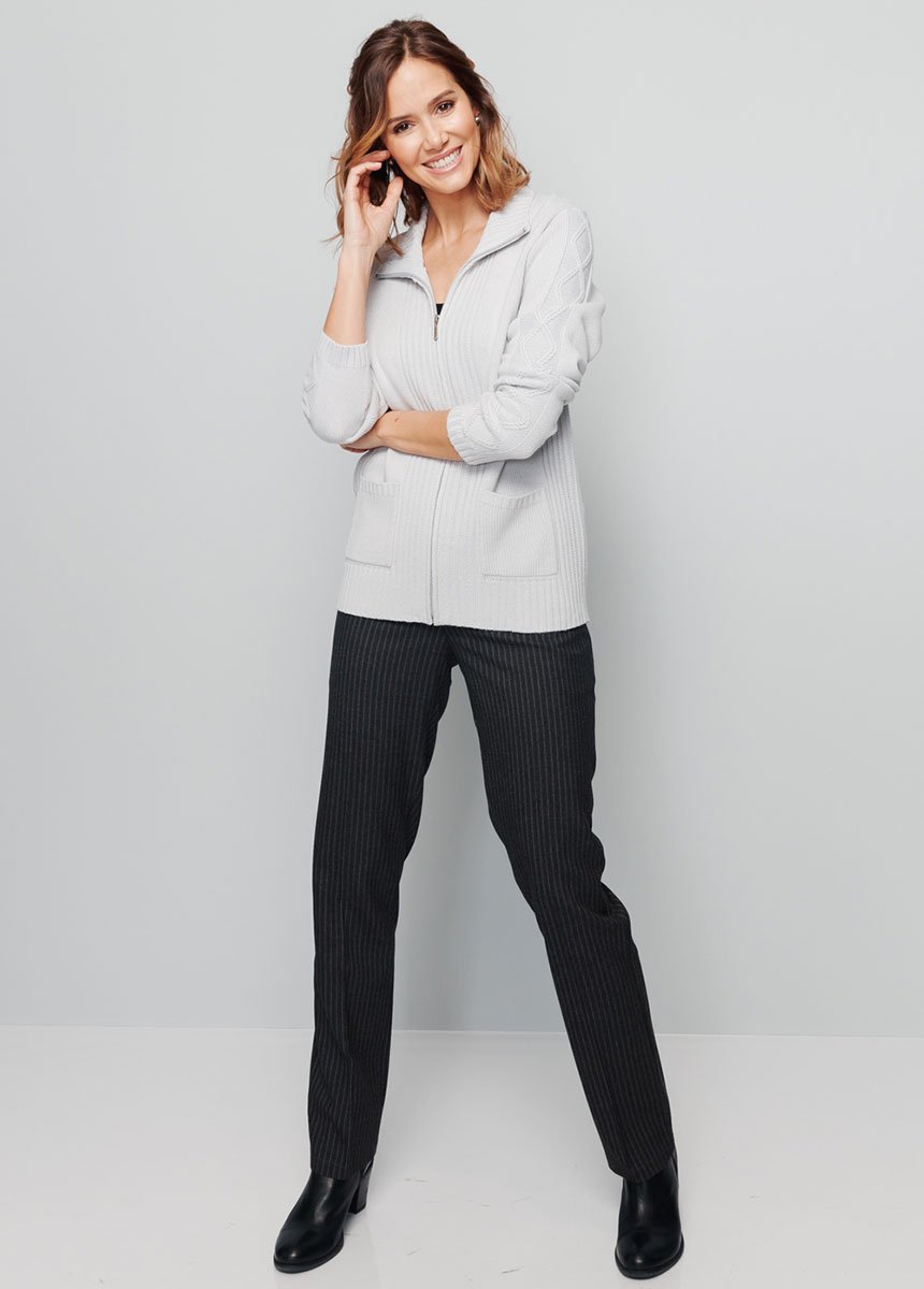 Gilet_zippé_uni_mi-long_maille_épaisse_Argent_SF1_slim