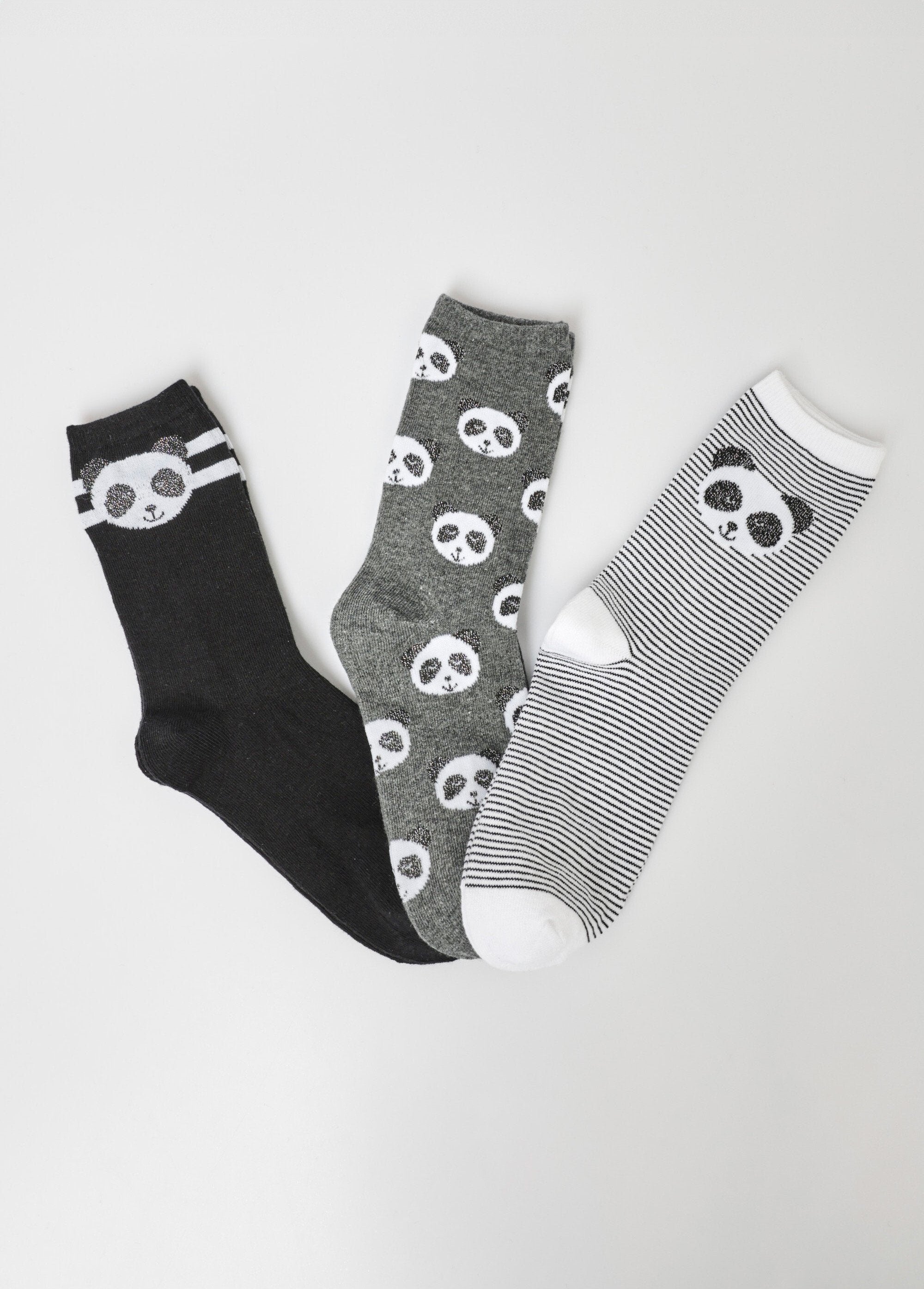 Pacote_de_3_meias,_tema_panda_Gris_et_noir_FA1_slim