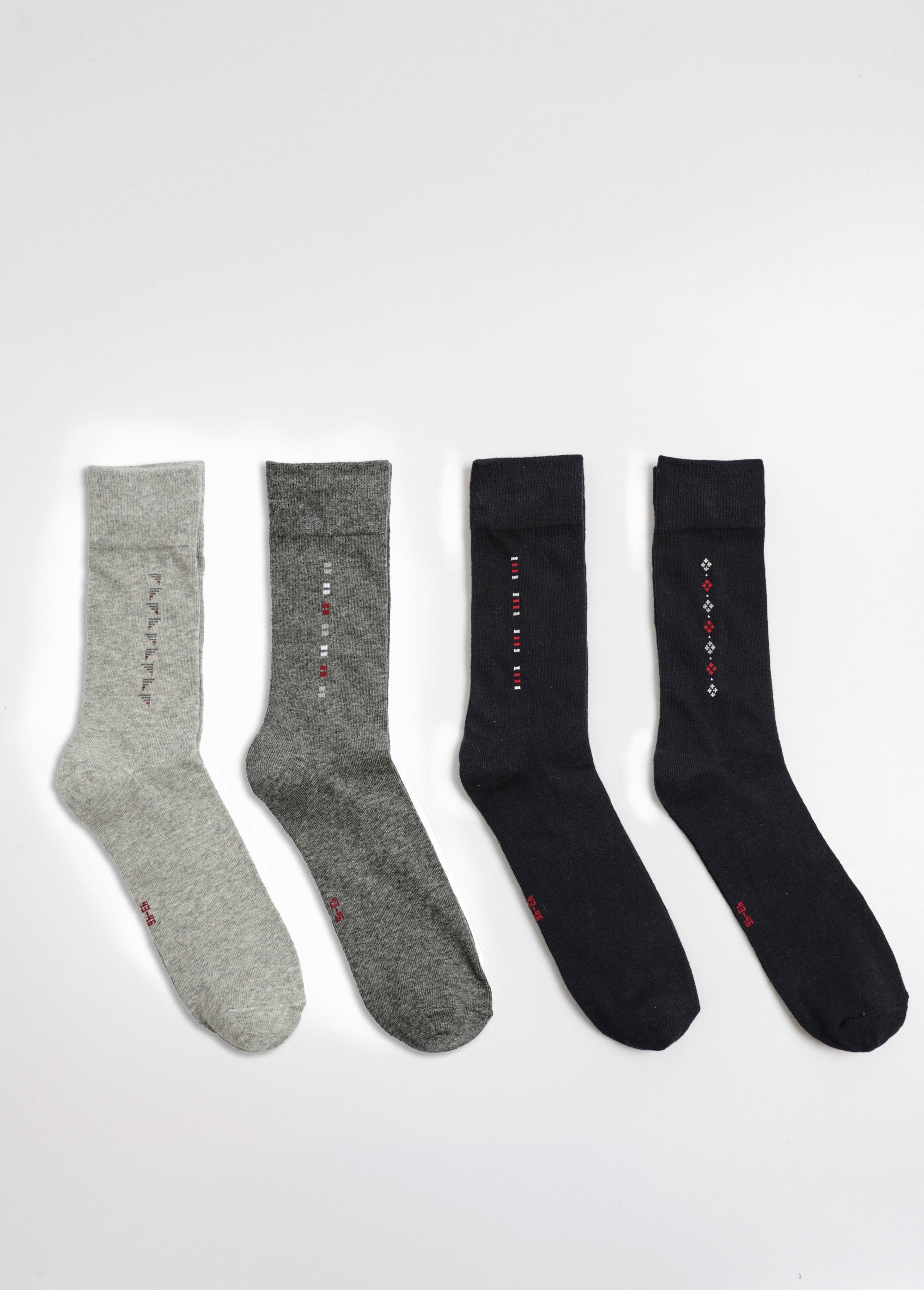 Pacote_de_4_meias_com_padrões_pequenos,_leves_Assortis_bleu_DE1_slim