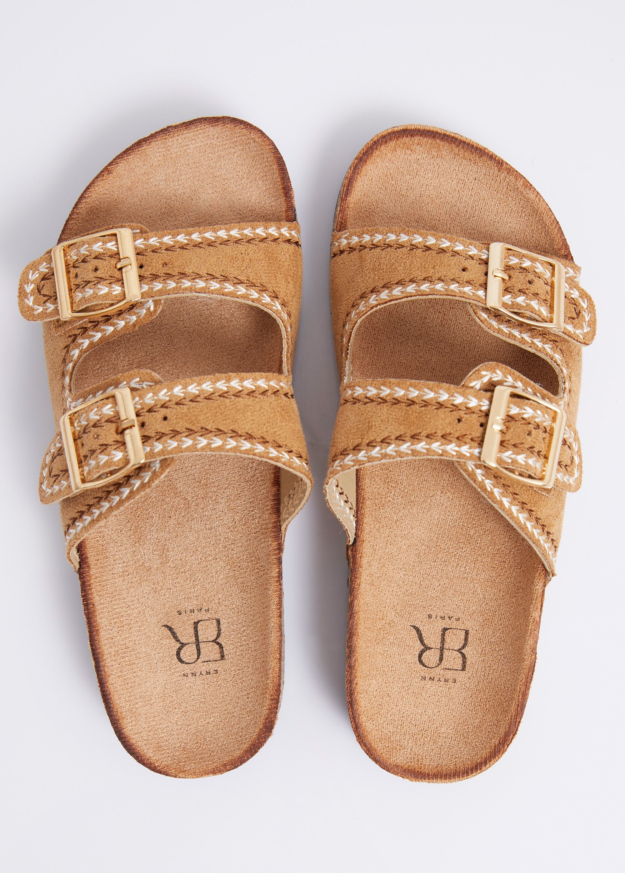 Mules_folk_à_boucles,_semelle_type_liège_Camel_OV1_slim