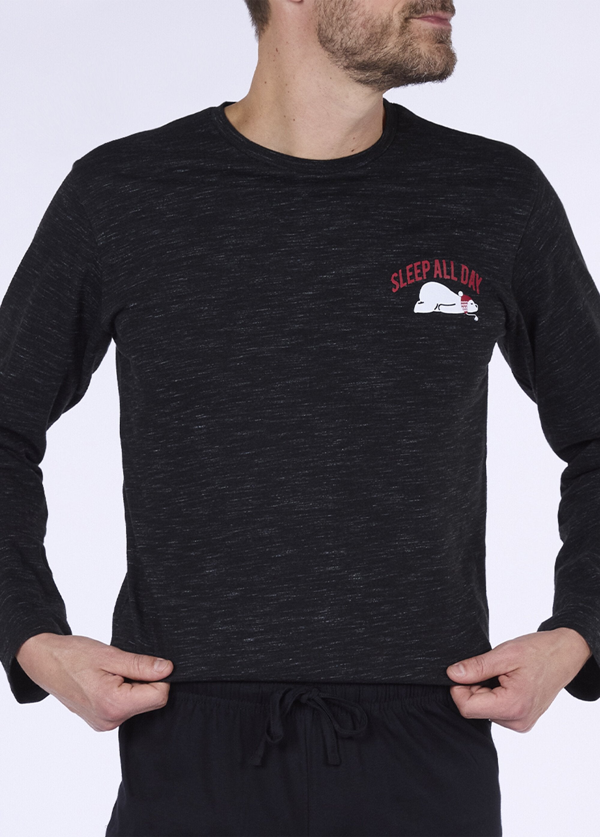 Pijama_de_2_peças,_manga_comprida,_mosqueado_Gris_chine_DE1_slim