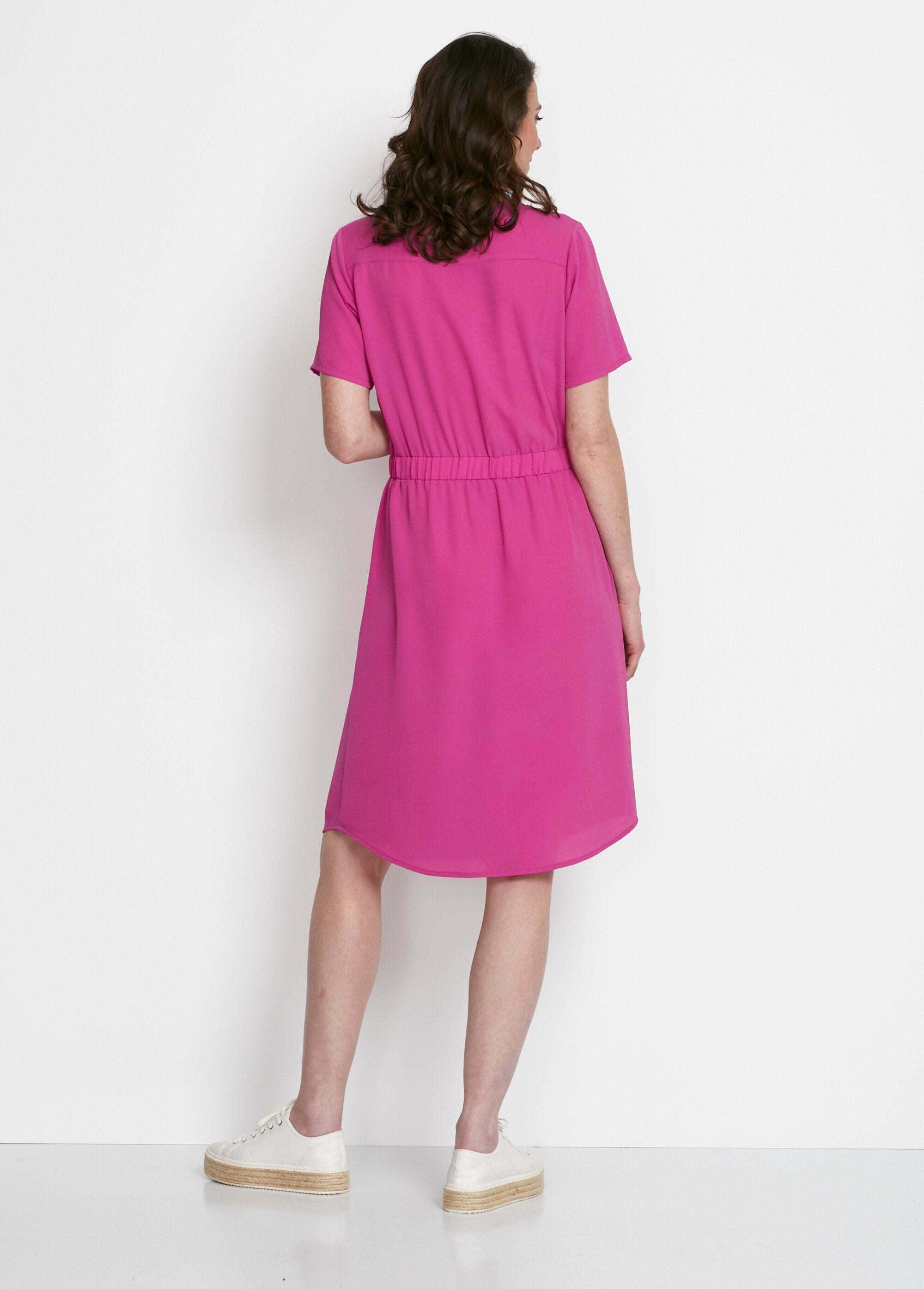 Robe_courte_droite_taille_élastiquée_Uni_fuchsia_DO1_slim