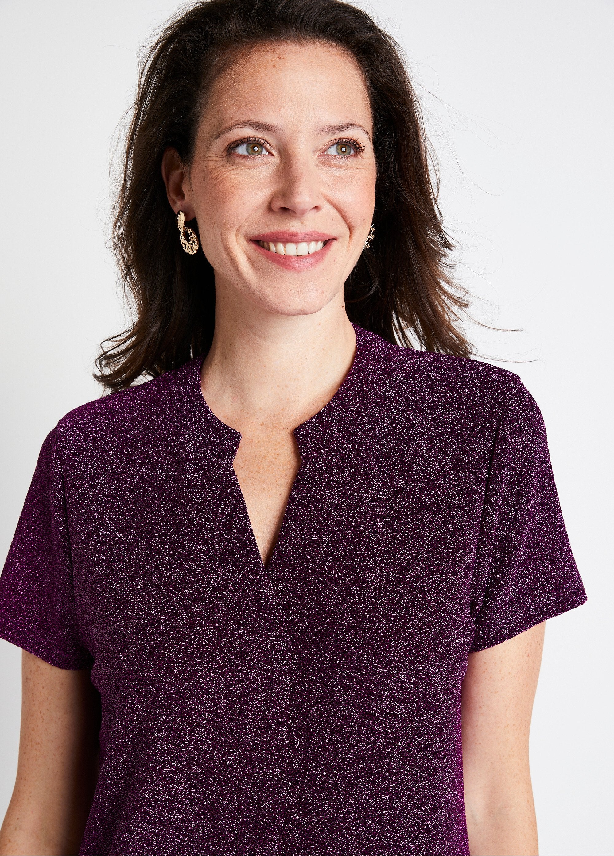 Robe_courte_évasée_maille_brillante_Rose_DE1_slim