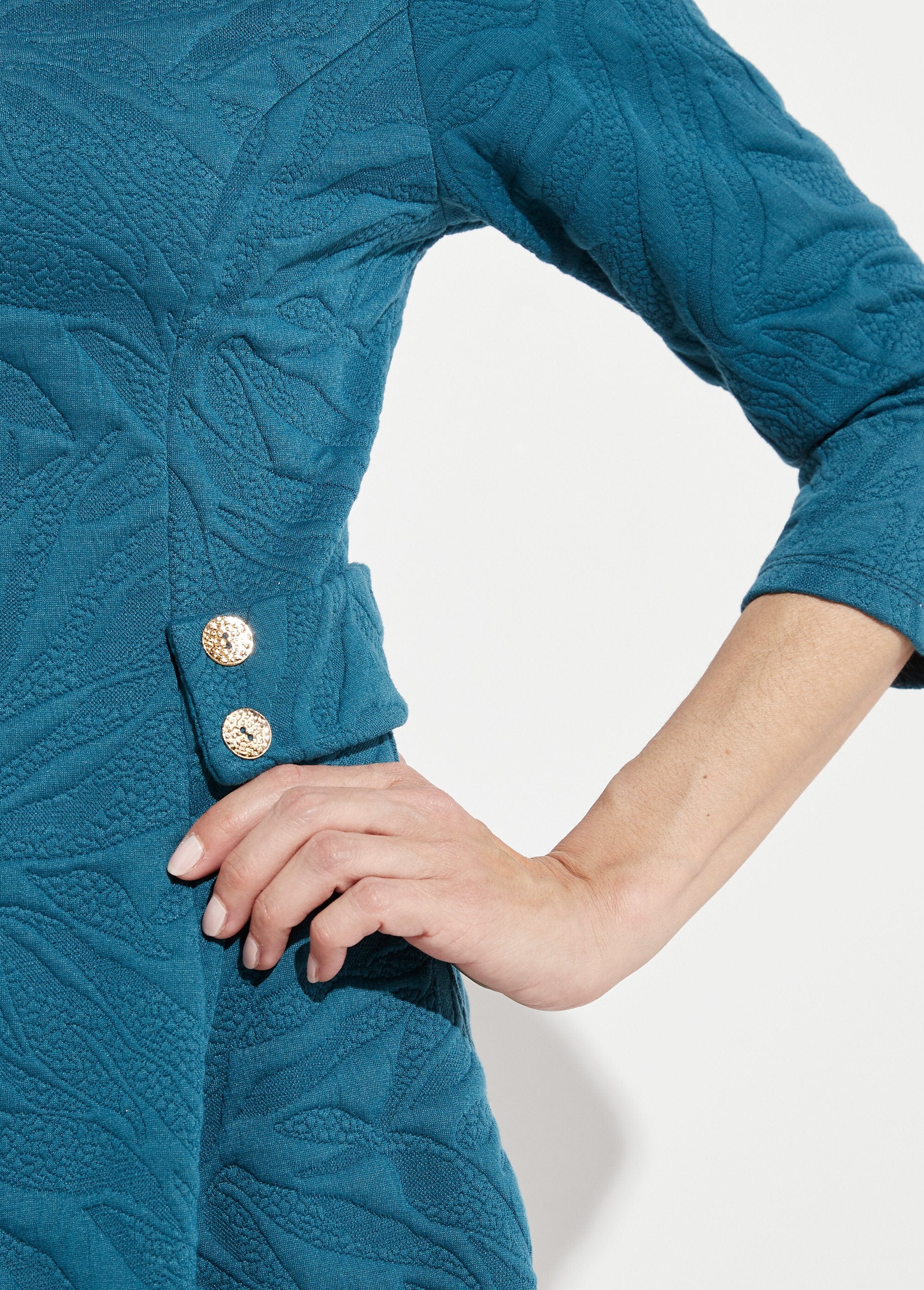 Vestido_curto,_curvo_e_em_jacquard_com_relevo_Bleu_canard_DE3_slim