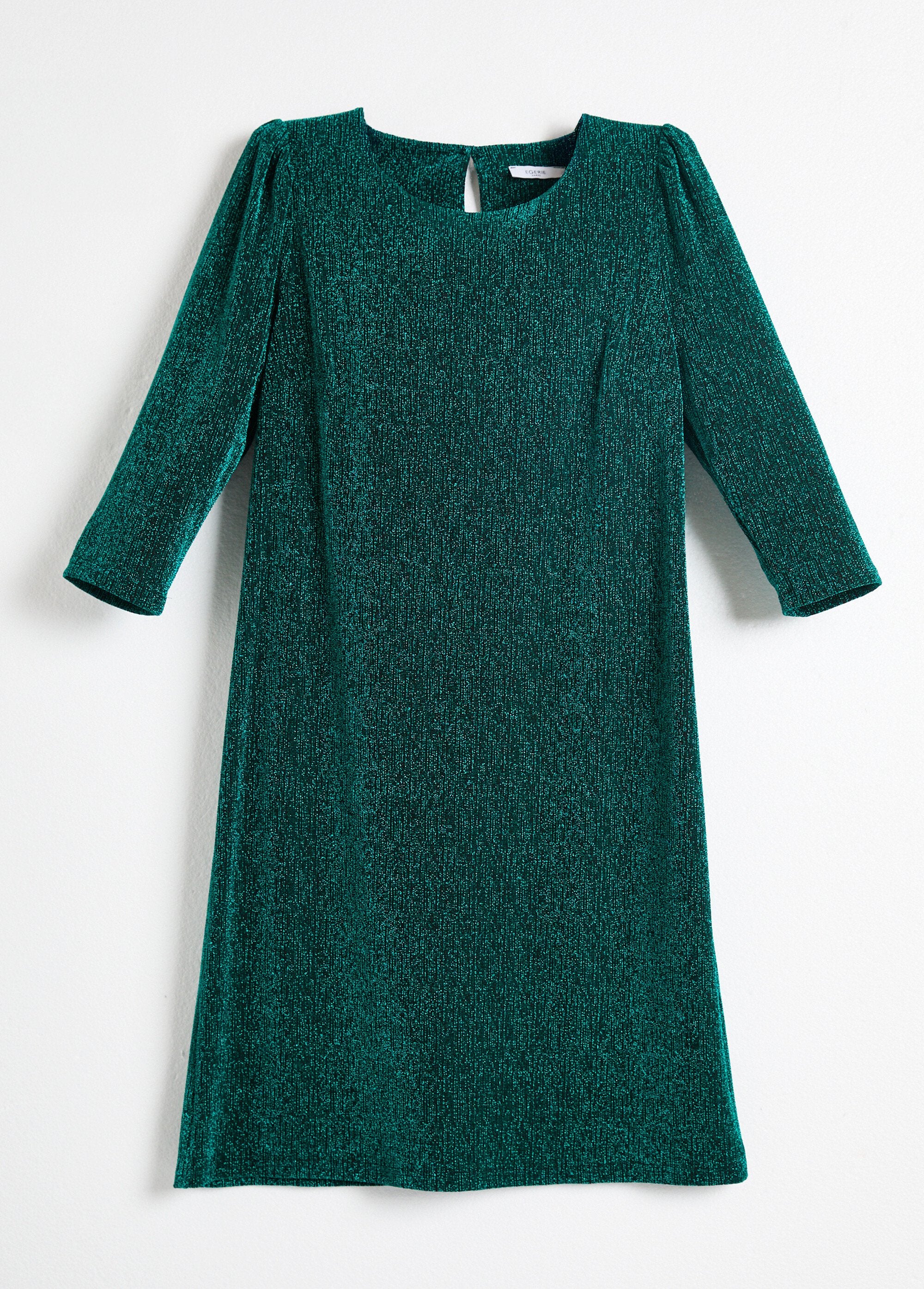 Robe_droite_courte_maille_brillante_métallisée_Vert_AP1_slim