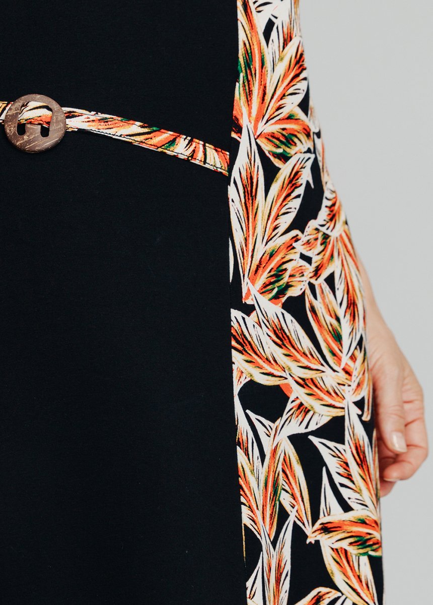 Robe_fantaisie_maille_extensible_Noir_et_corail_DE1_slim