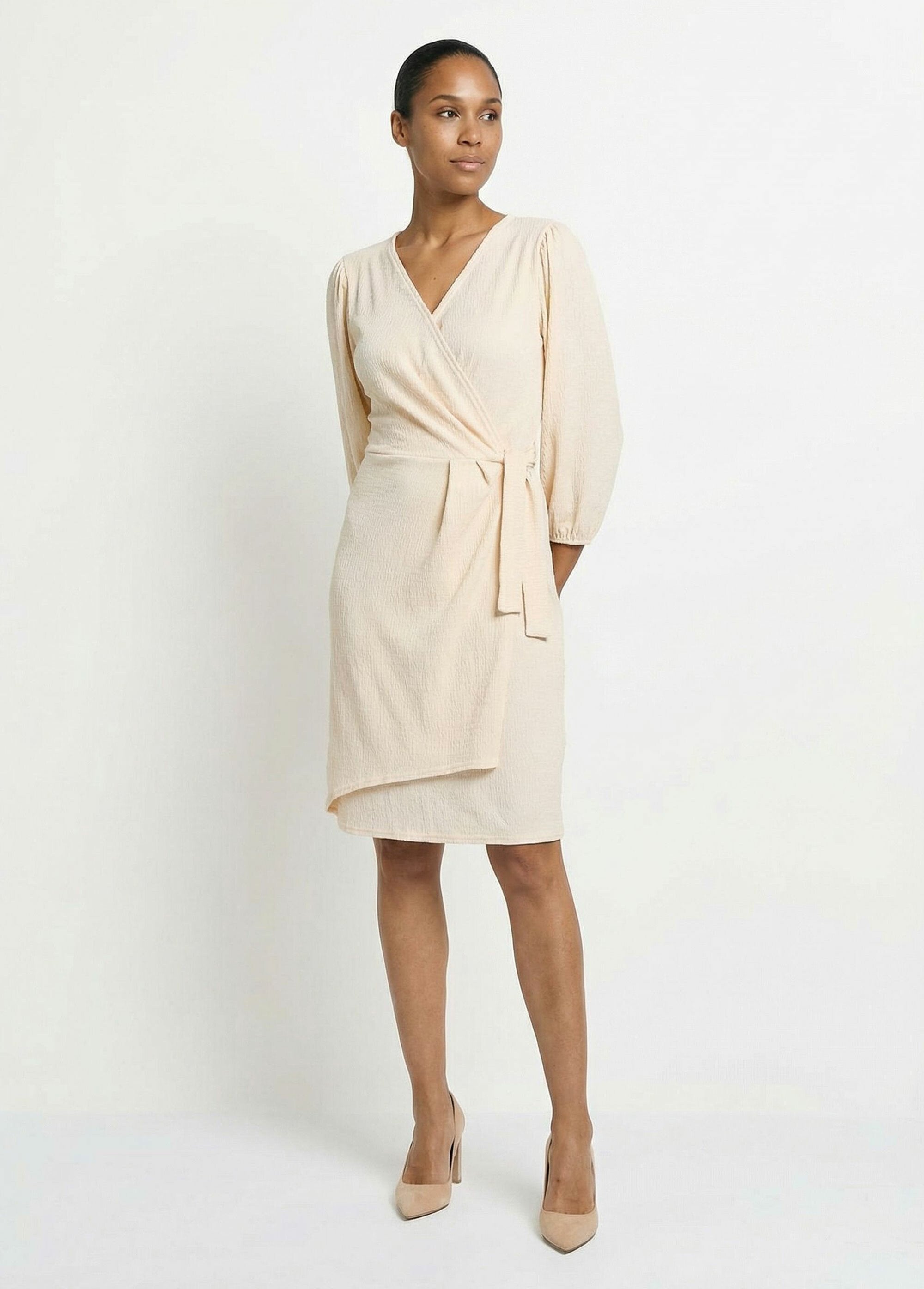 Robe_portefeuille_en_maille_gaufrée_Beige_SF1_slim