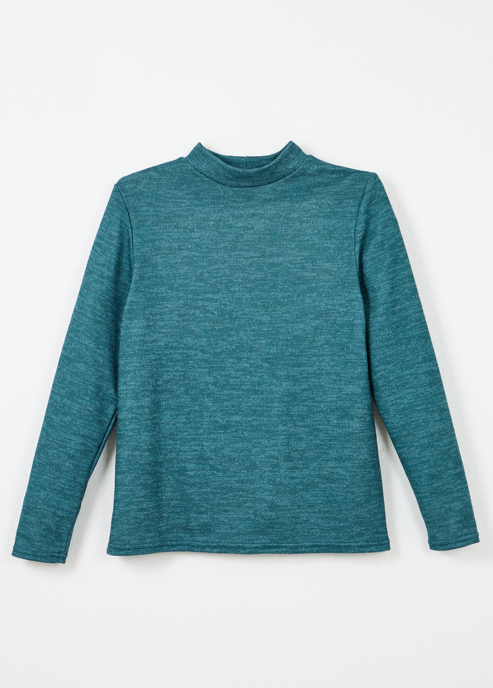 Camisola_curta_quente_com_gola_subida_Uni_vert_foret_AP1_slim