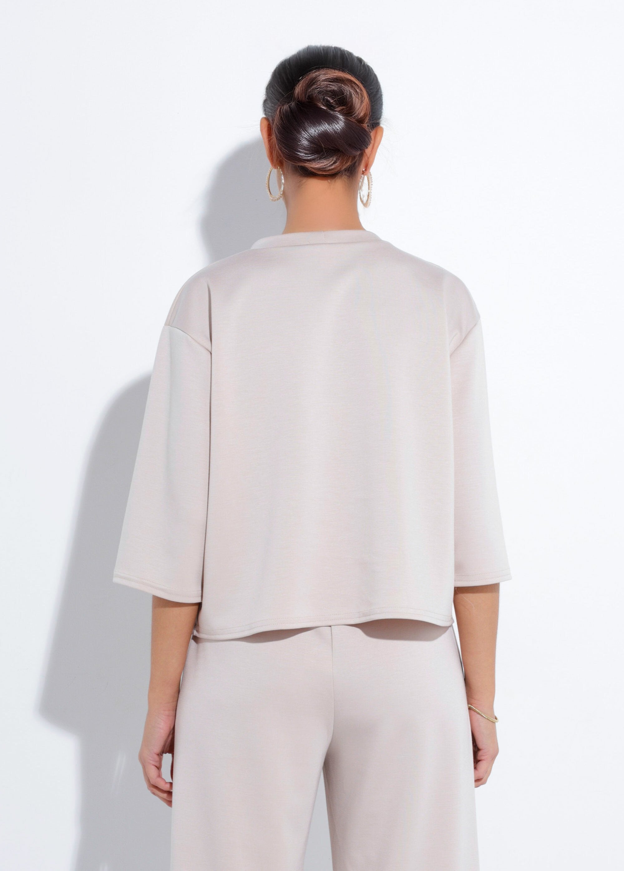 Sweat_coupe_confort_avec_manches_3/4_Beige_DO1_slim