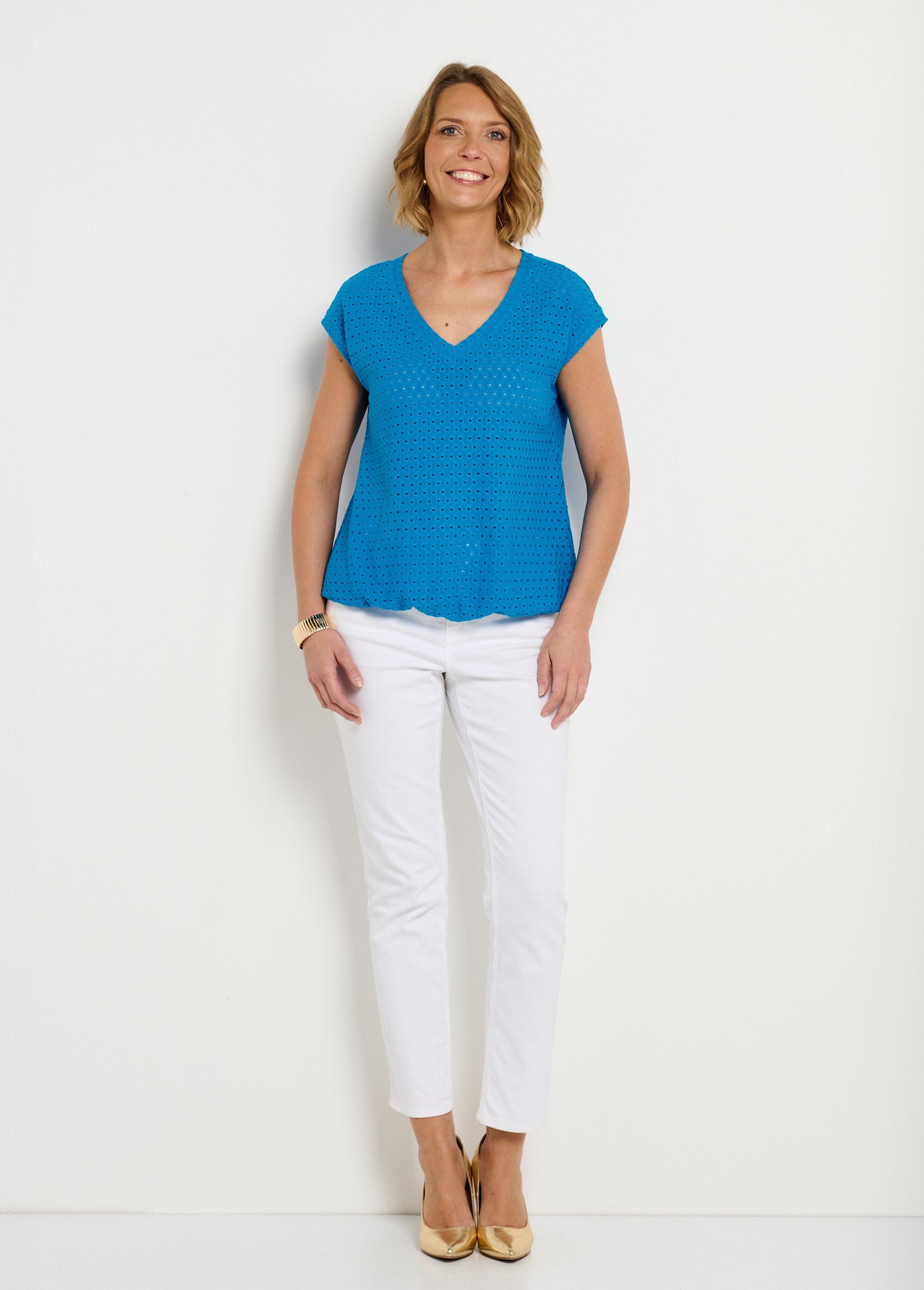 Camiseta_solta_com_blusa_curta_lisa_decote_em_V_Turquoise_SF1_slim