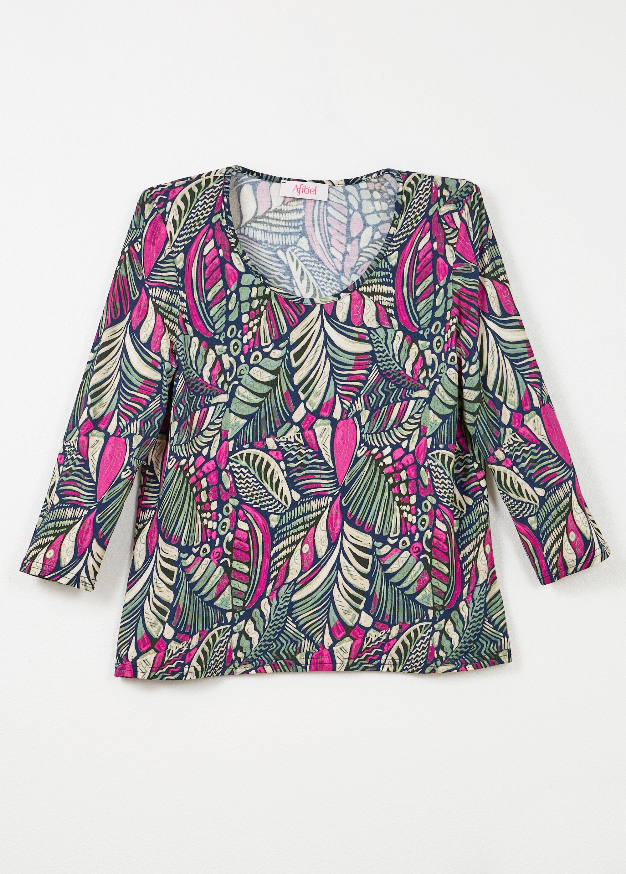 T-shirt_de_gola_redonda_com_estampado_de_retalhos_Rose_et_vert_AP1_slim