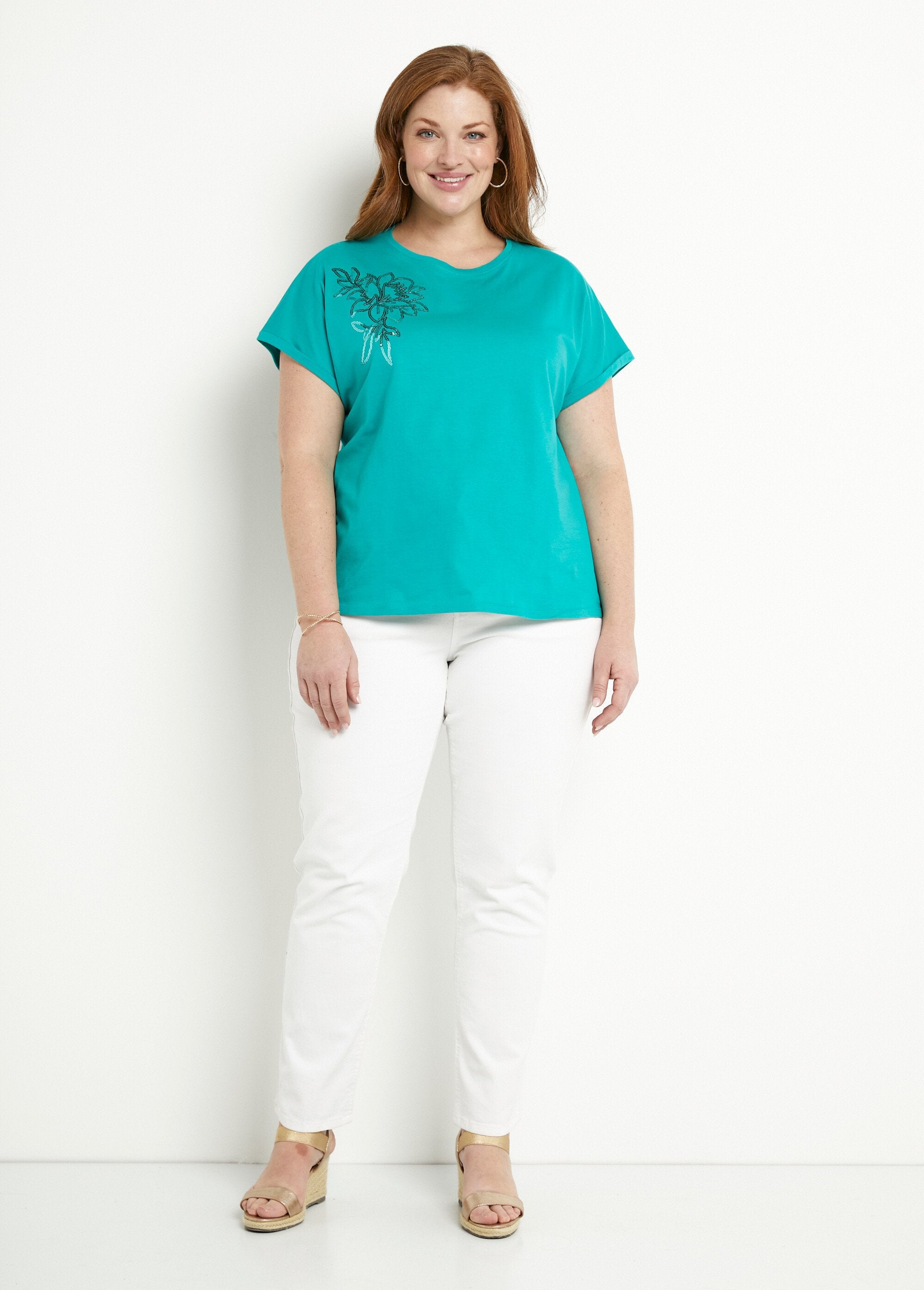 Camiseta_lisa_de_algodão_com_mangas_curtas_e_lantejoulas_Turquoise_SF1_curvy
