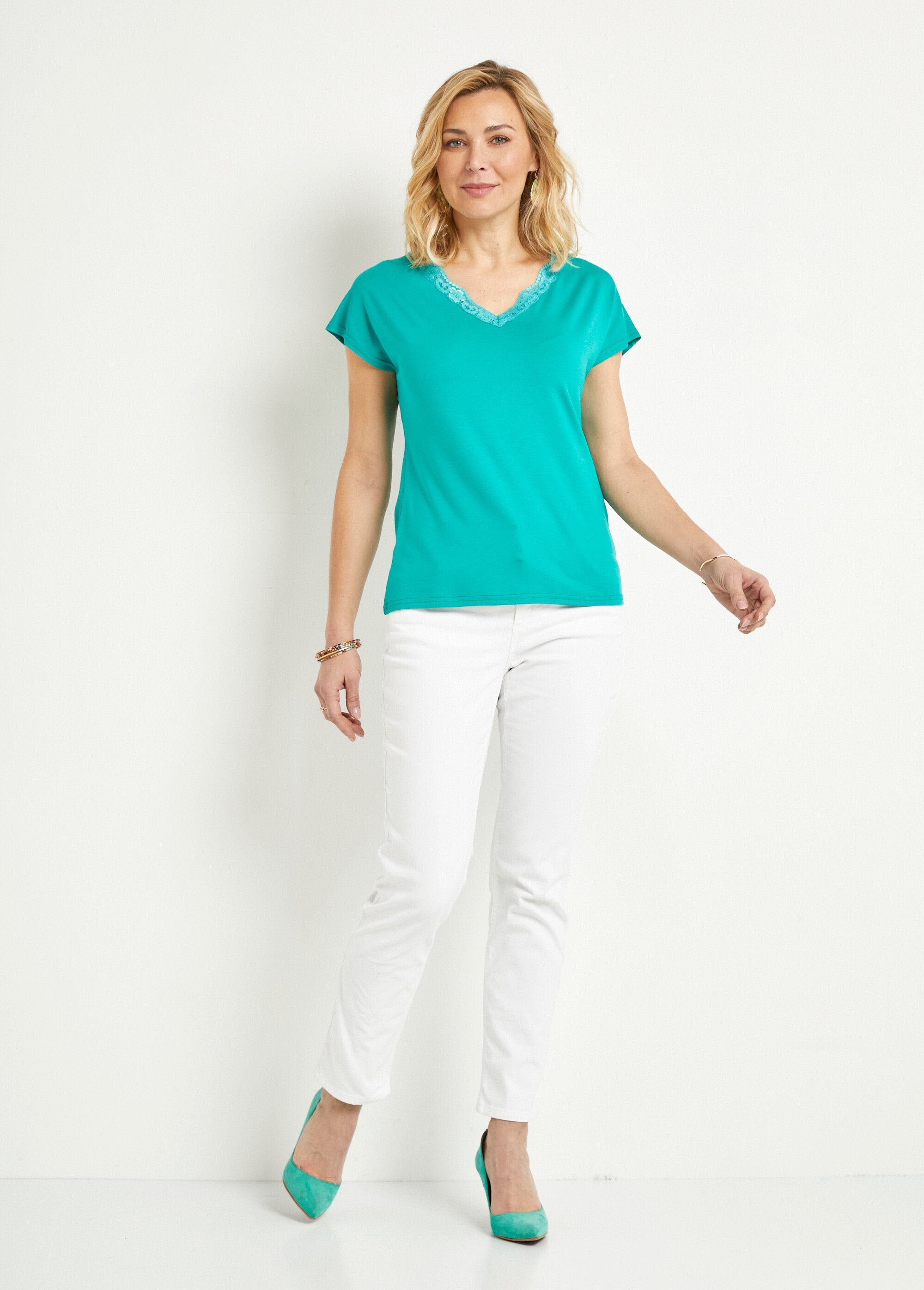 T-shirt_curta_de_renda_elástica_Menthe_SF1_slim