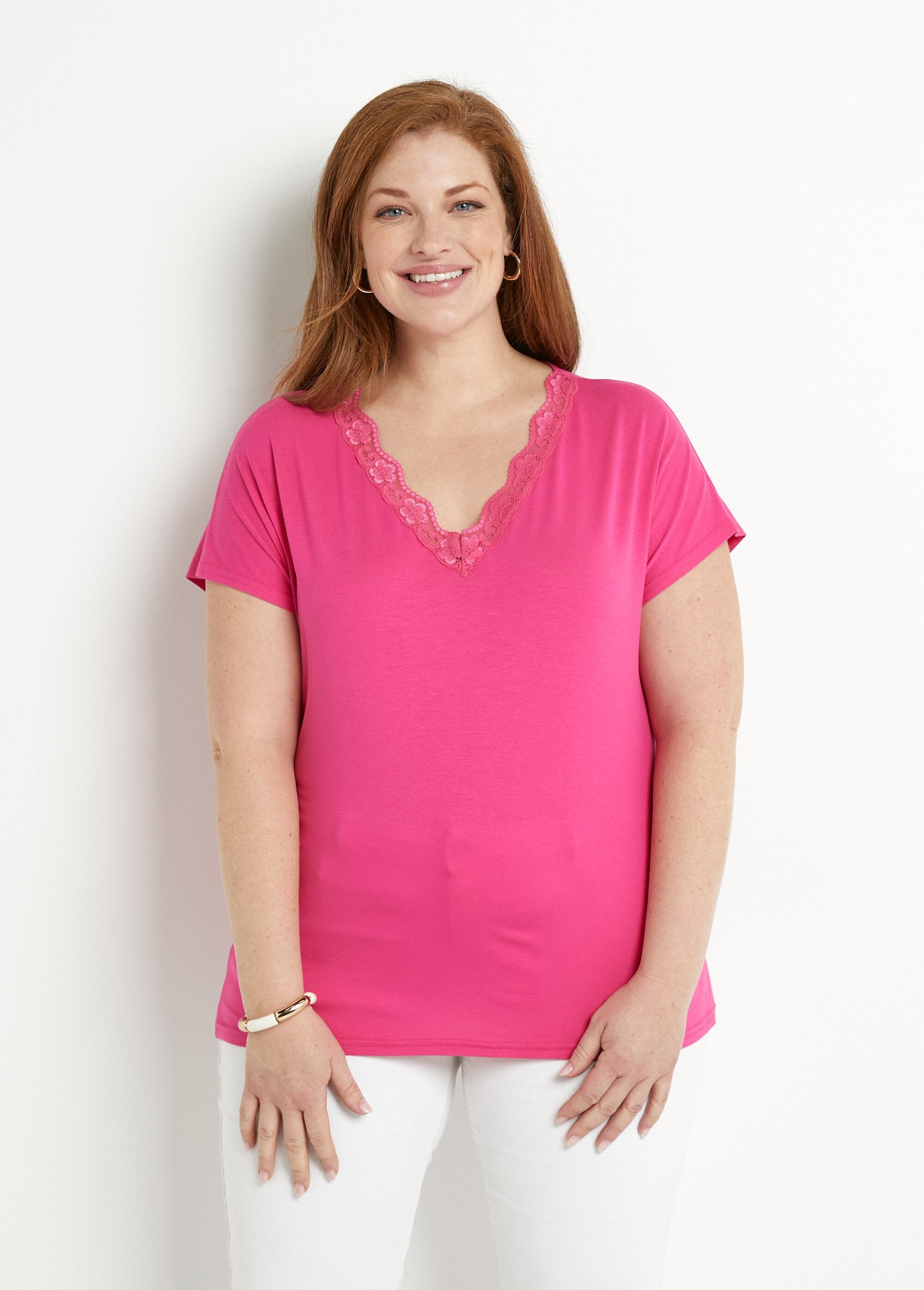 T-shirt_curta_de_renda_elástica_Fuchsia_FA1_curvy