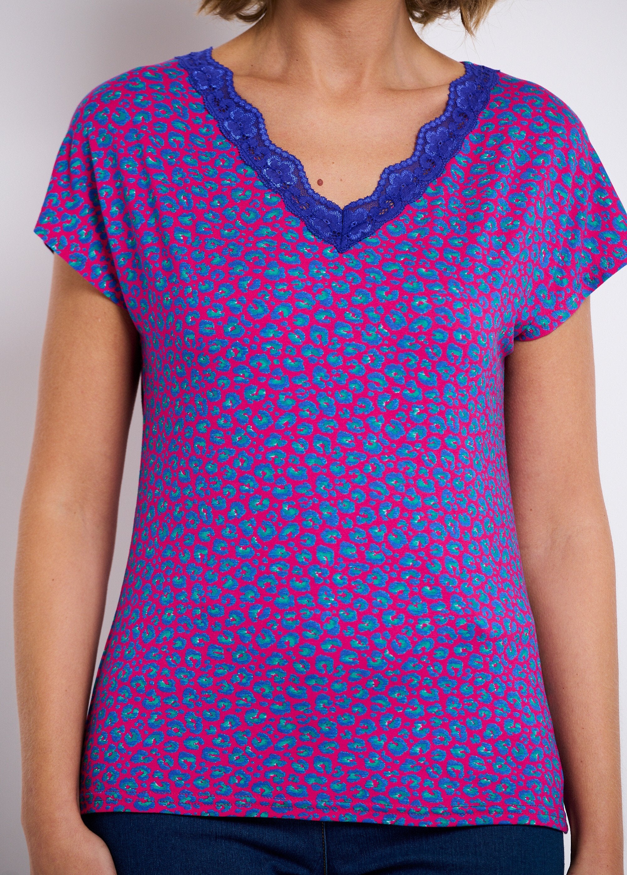 T-shirt_curta_de_renda_elástica_Fond_fuchsia_DE1_slim