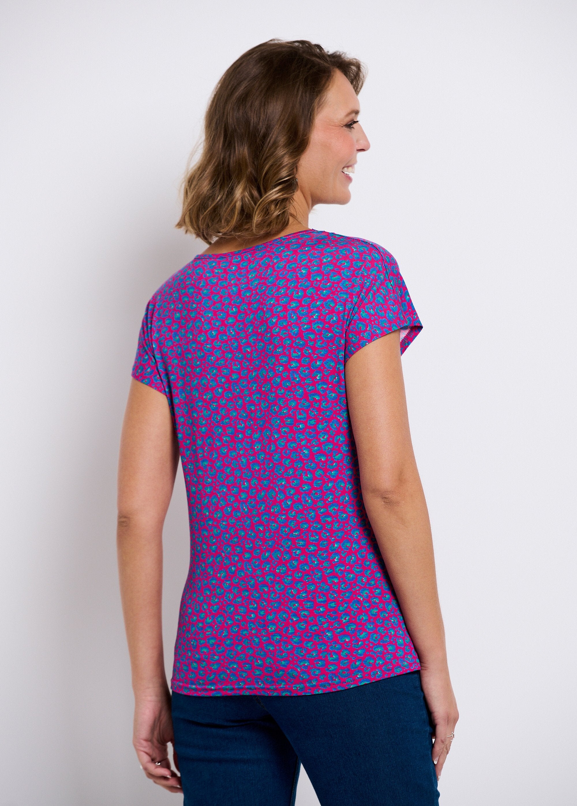 T-shirt_curta_de_renda_elástica_Fond_fuchsia_DO1_slim