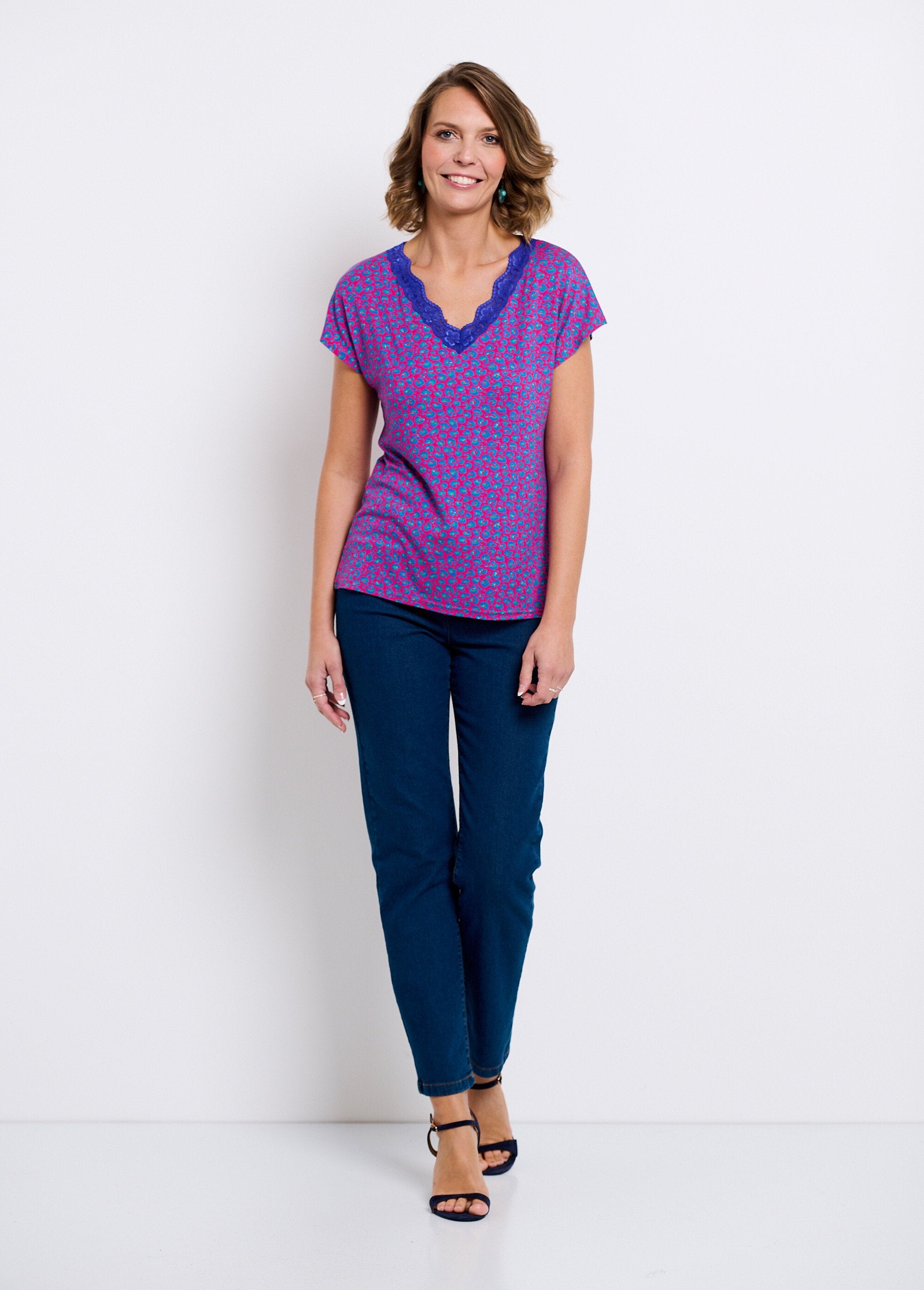 T-shirt_curta_de_renda_elástica_Fond_fuchsia_SF1_slim