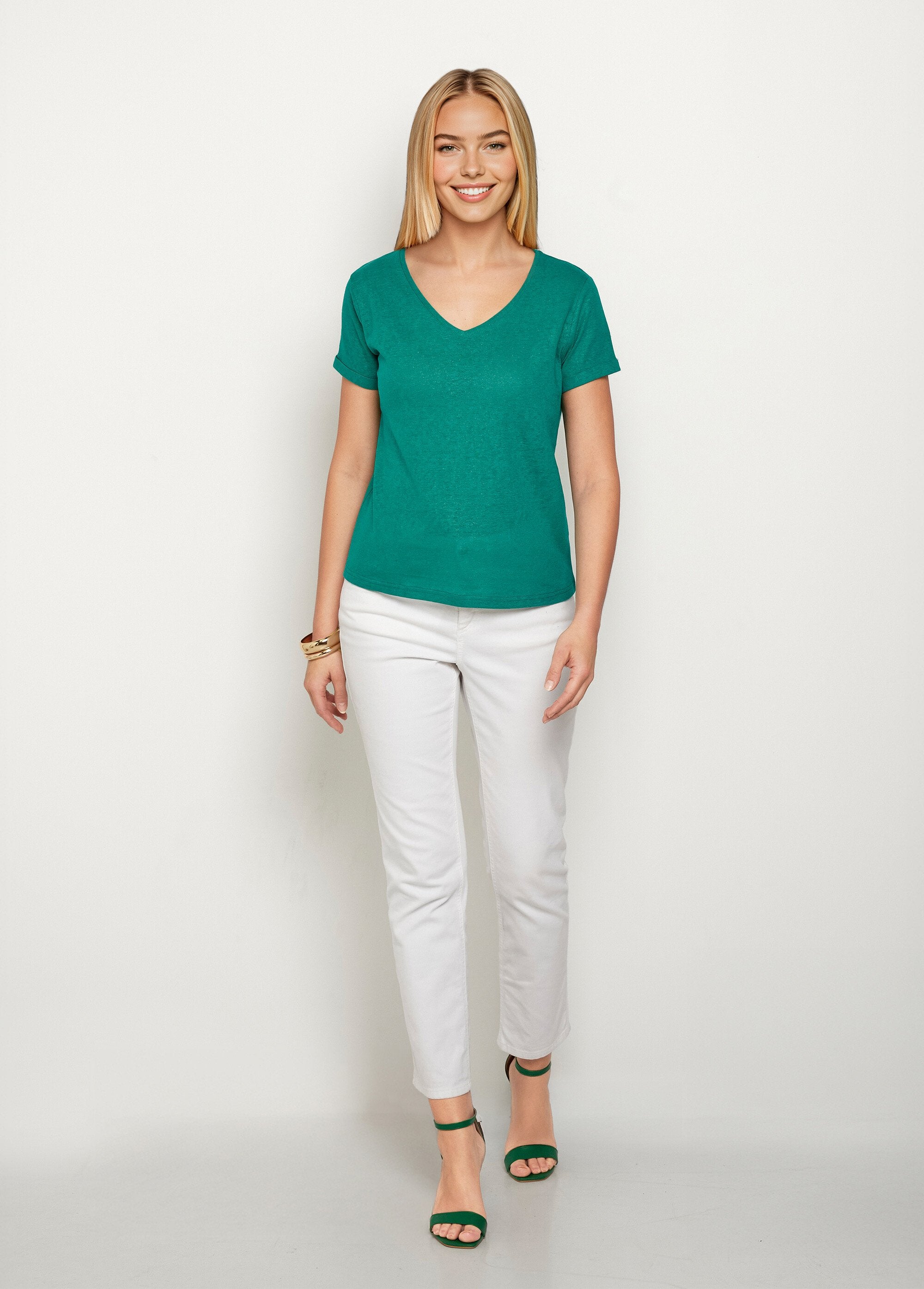 Camiseta_de_malha_metálica,_algodão_e_linho_Vert_SF1_slim