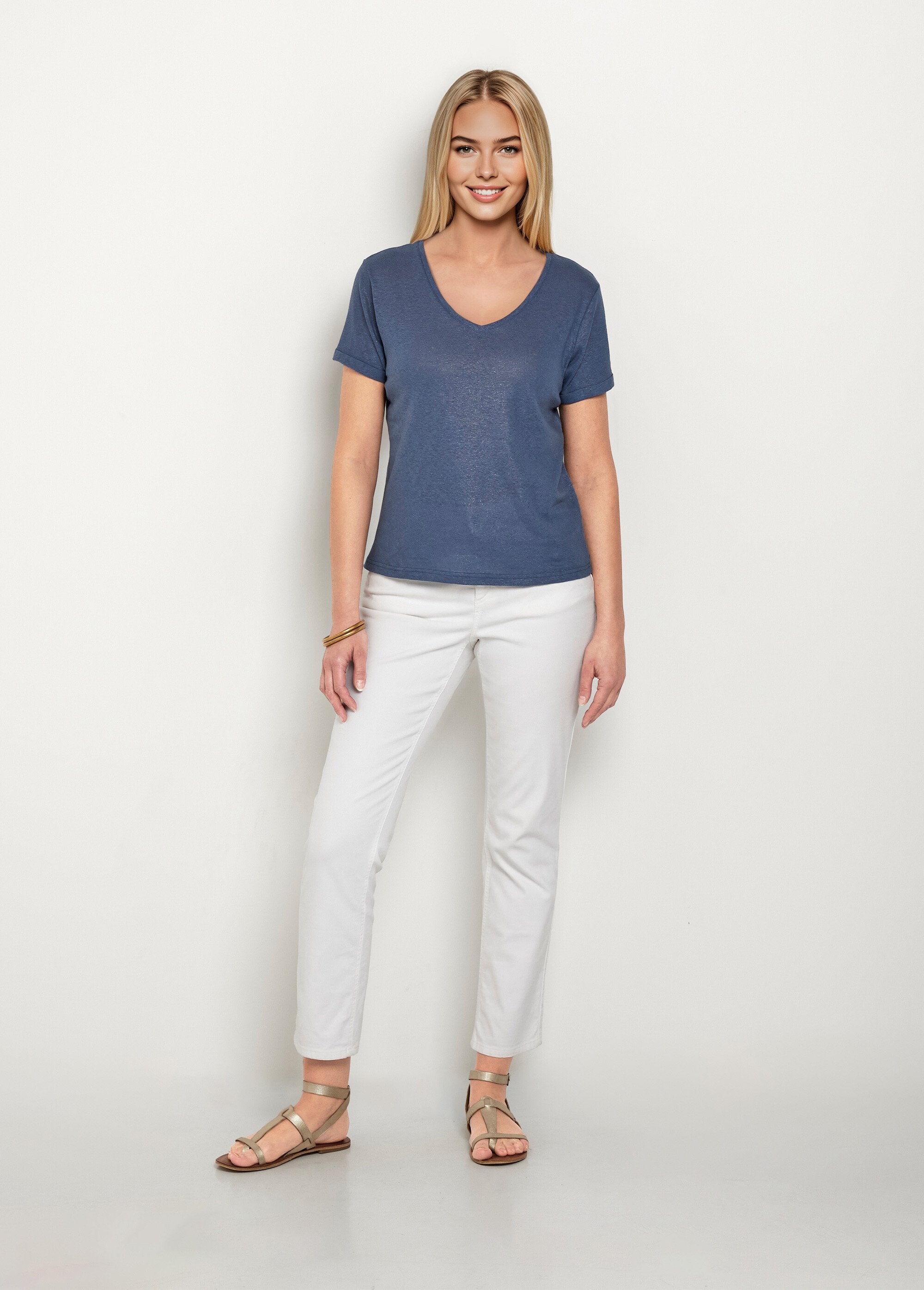 Camiseta_de_malha_metálica,_algodão_e_linho_Bleu_SF1_slim