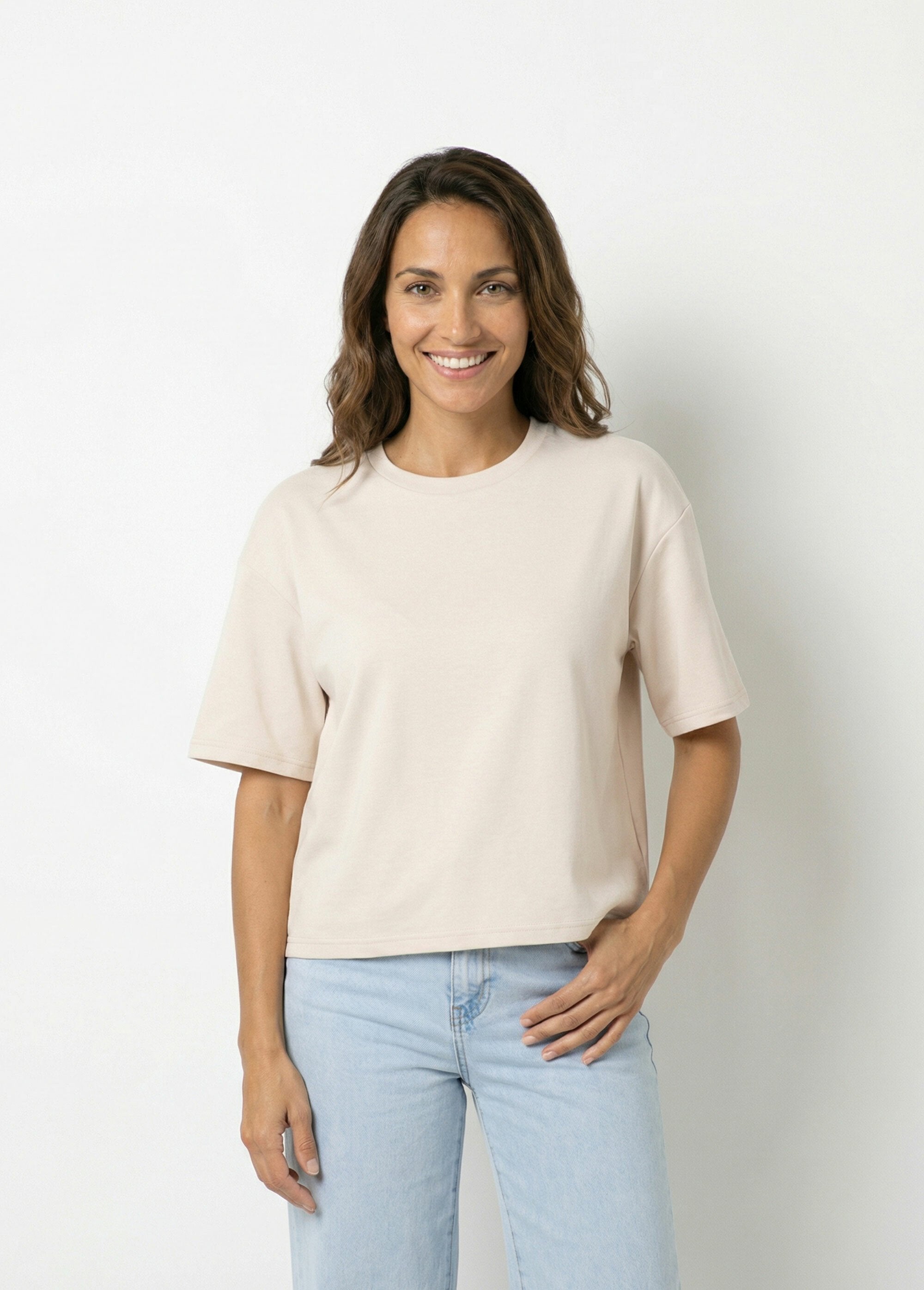 T-shirt_loose_extensible_manches_courtes_Beige_FA1_slim