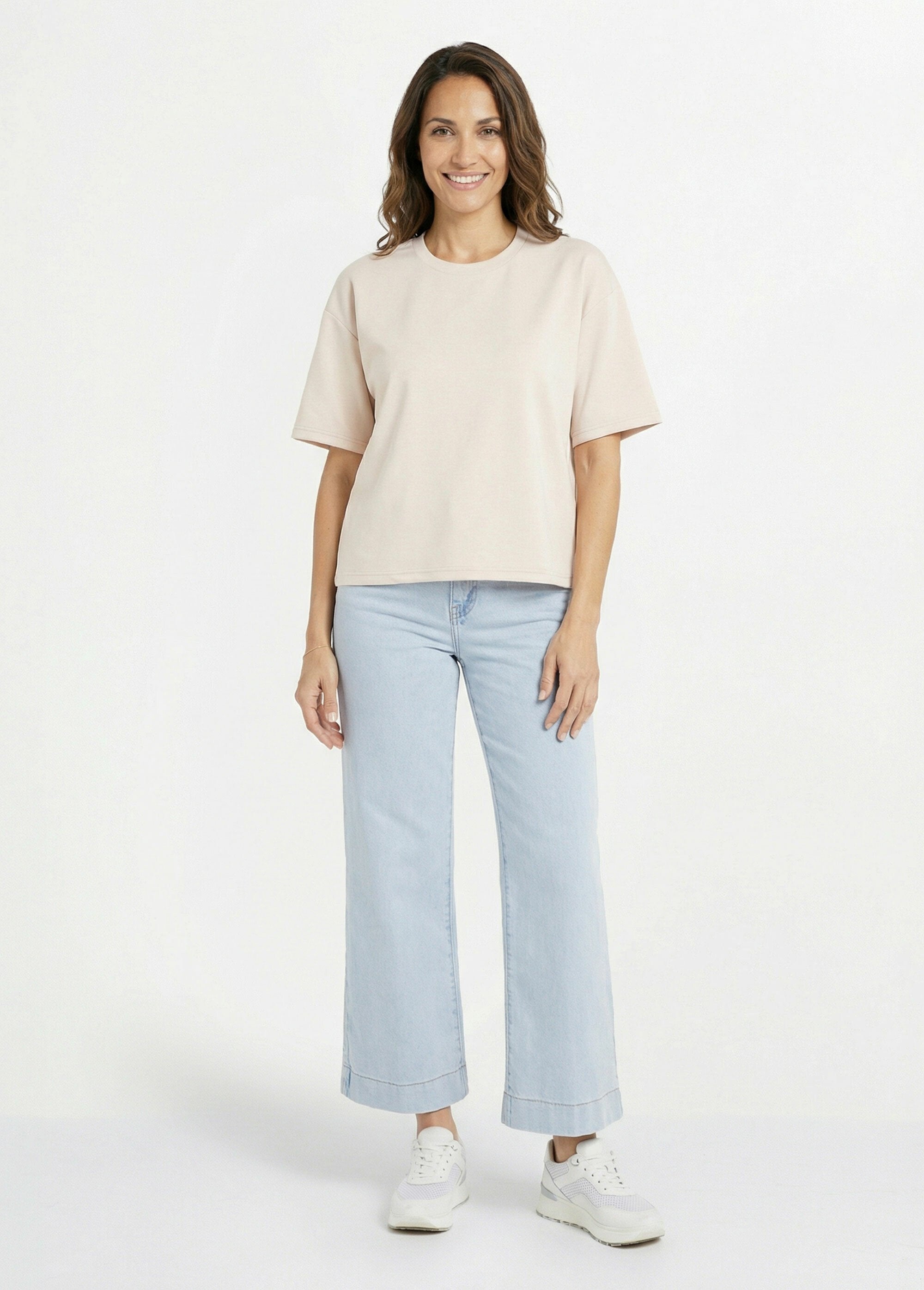 T-shirt_loose_extensible_manches_courtes_Beige_SF1_slim