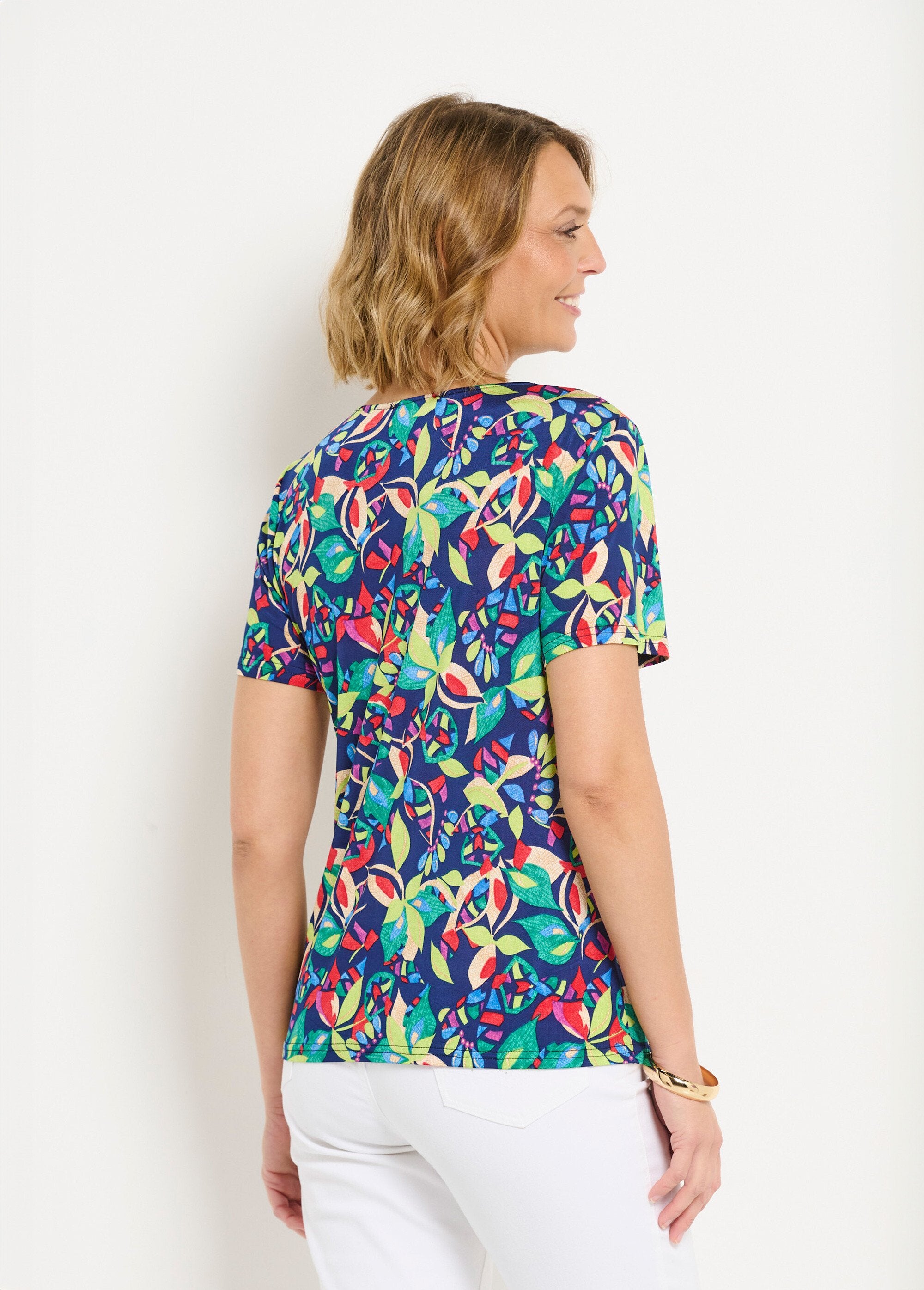 Camiseta_de_manga_curta_lisa_ou_estampada_Marine_et_vert_DO1_slim