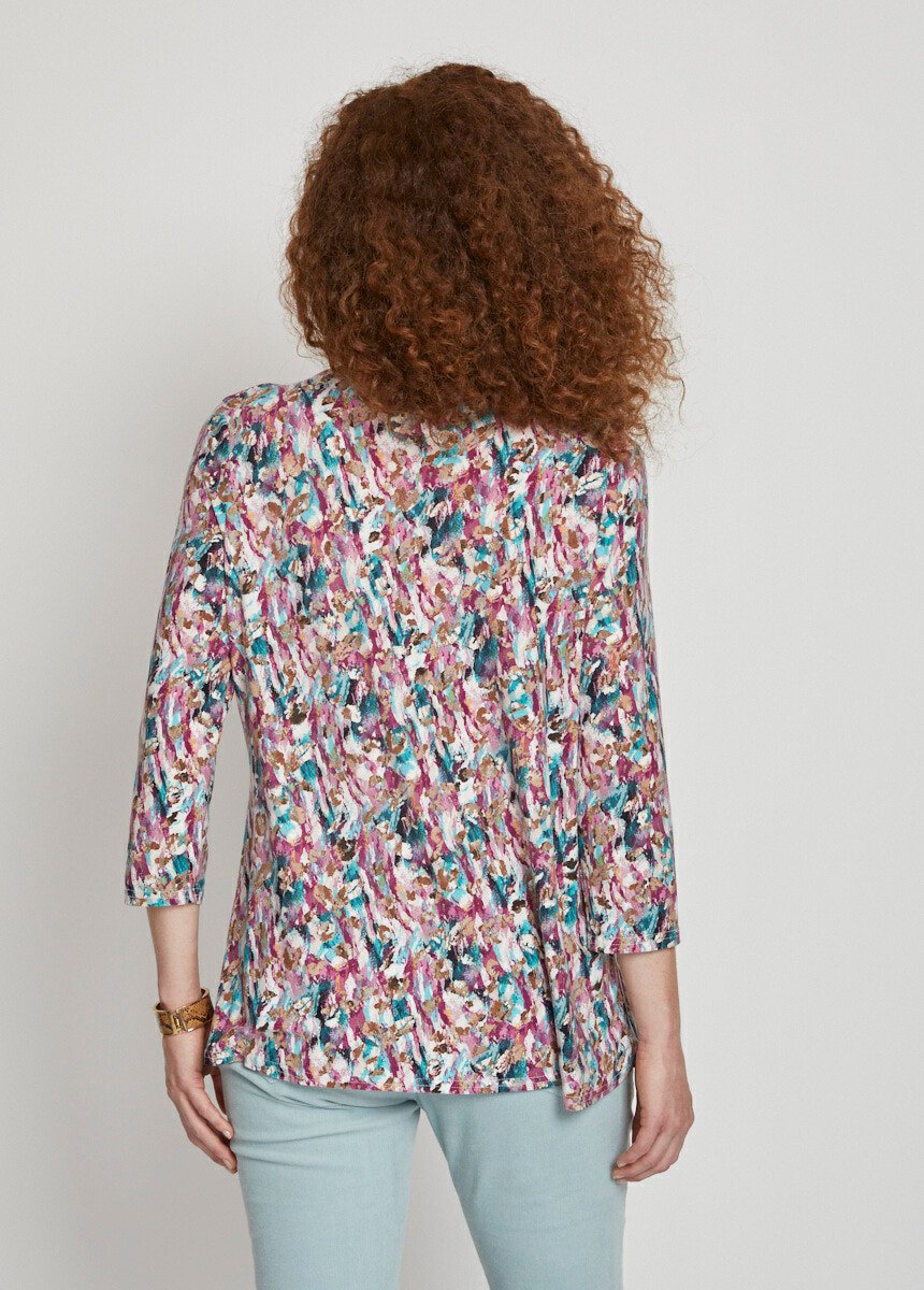 T-shirt_com_decote_em_V_estampado,_mangas_3/4_Cassis_et_emeraude_DO1_slim