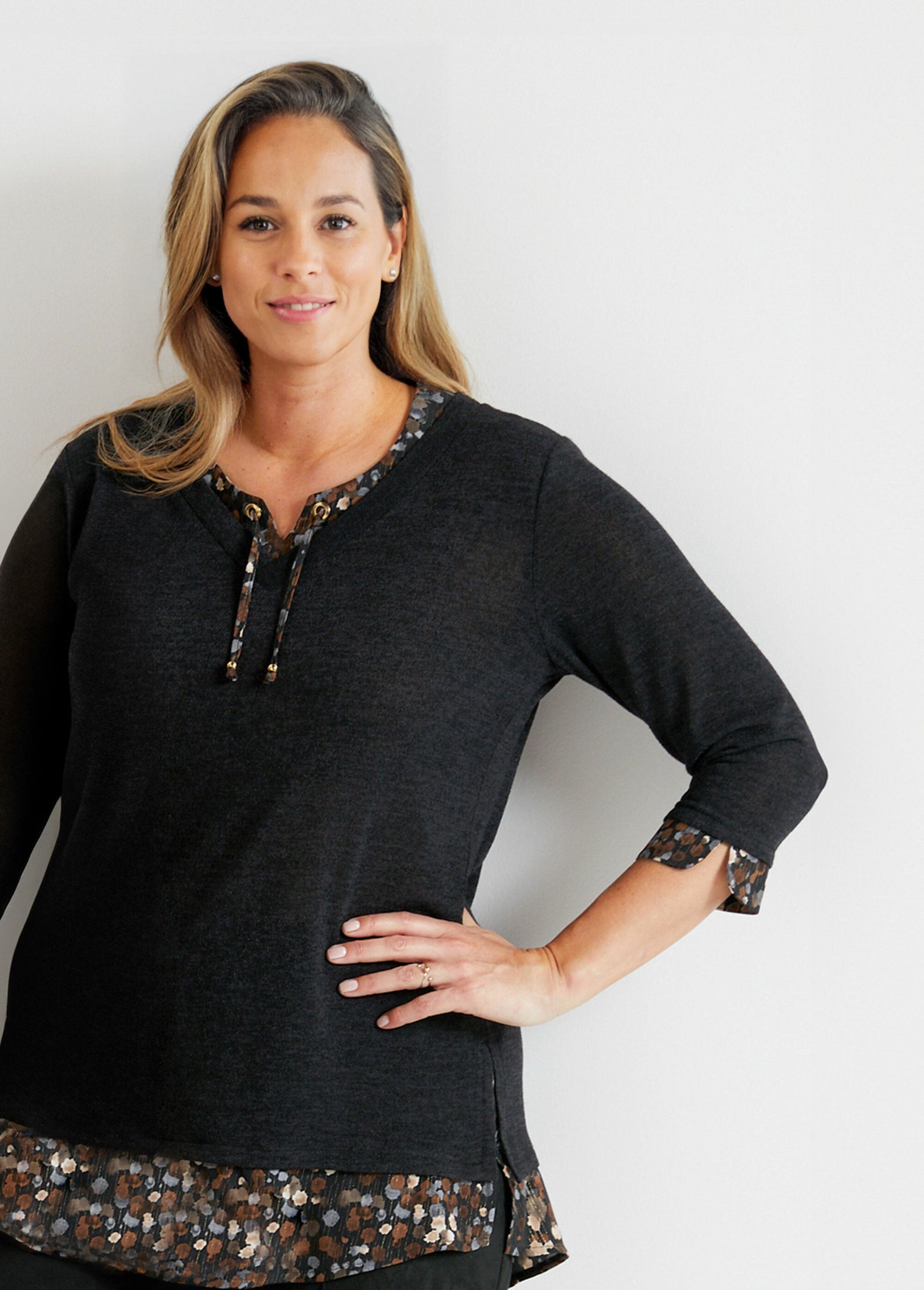 Túnica_2_em_1_de_manga_3/4_Noir_FA1_slim