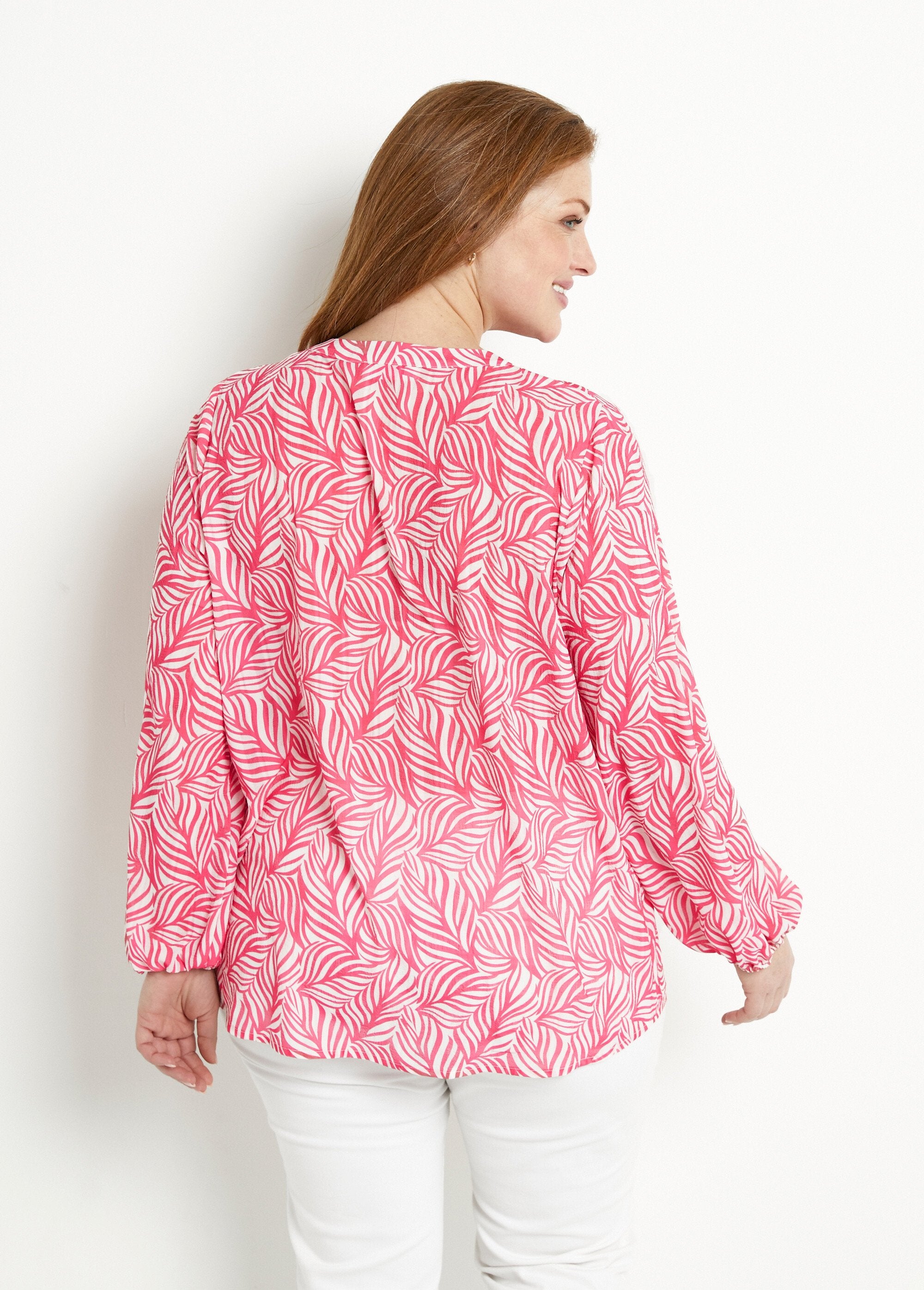 Túnica_longa_abotoada_com_mangas_3/4_Rose_et_blanc_DO1_curvy