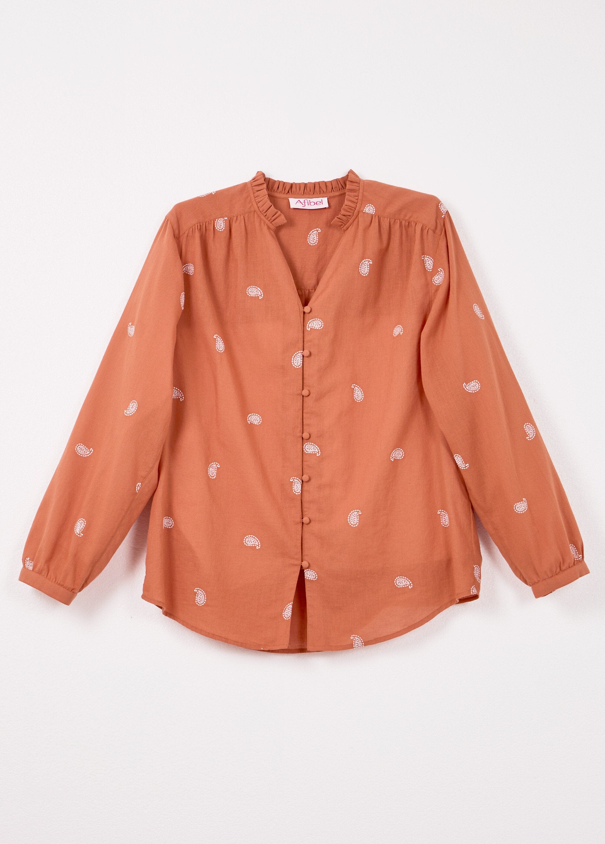 Túnica_de_gaze_de_algodão_bordada_com_gola_franzida_Caramel_et_blanc_AP1_slim