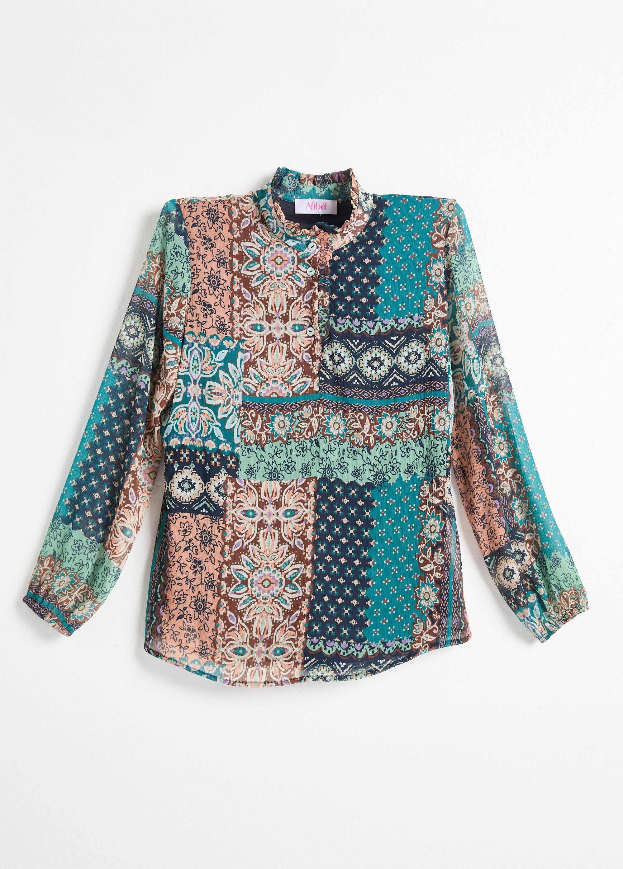 Túnica_com_gola_com_folhos_em_crepe_voile_com_estampado_de_retalhos_Vert_et_ecru_AP1_slim