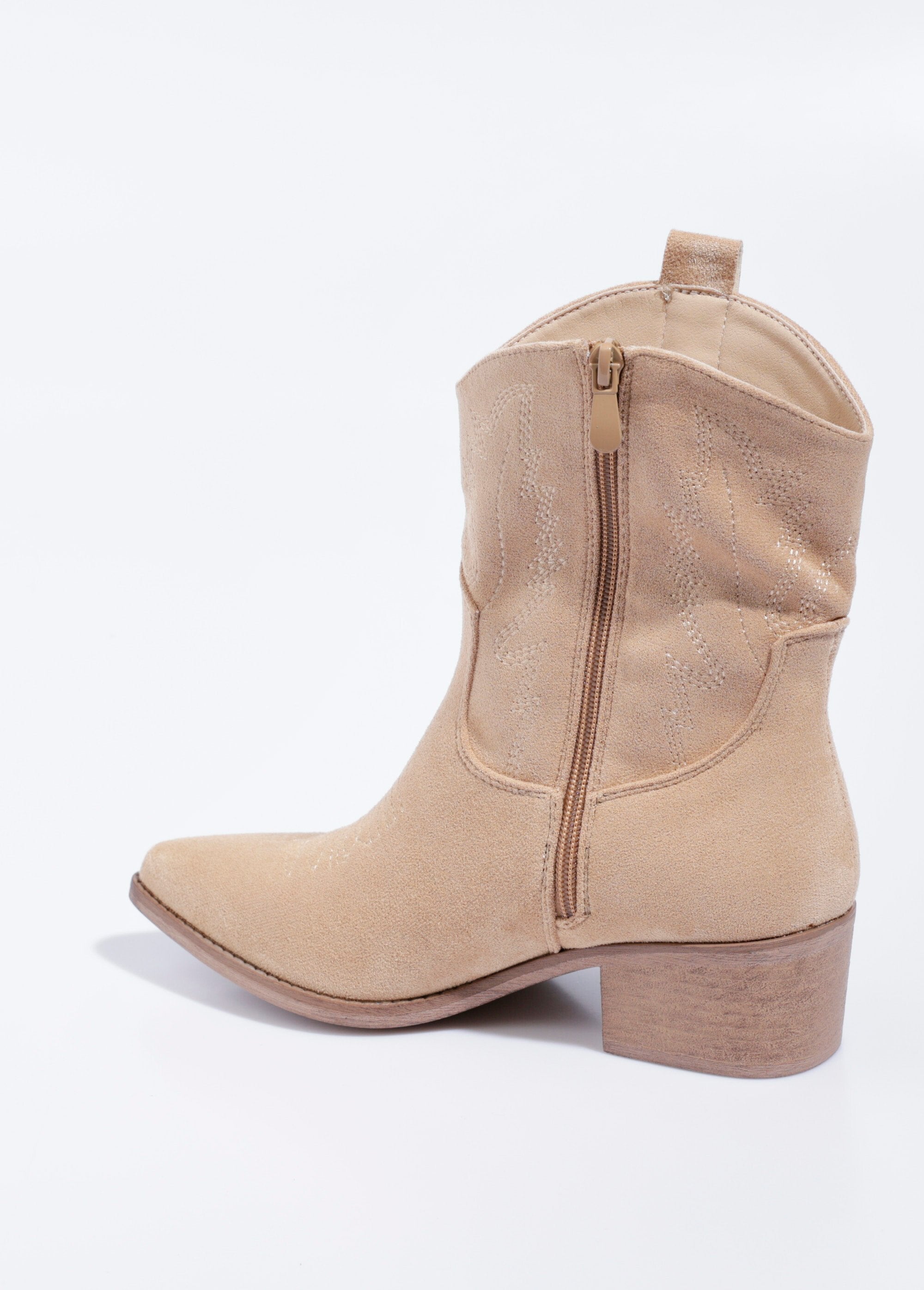 Bottines_suédine_à_talon,_façon_western_Beige_DO1_slim