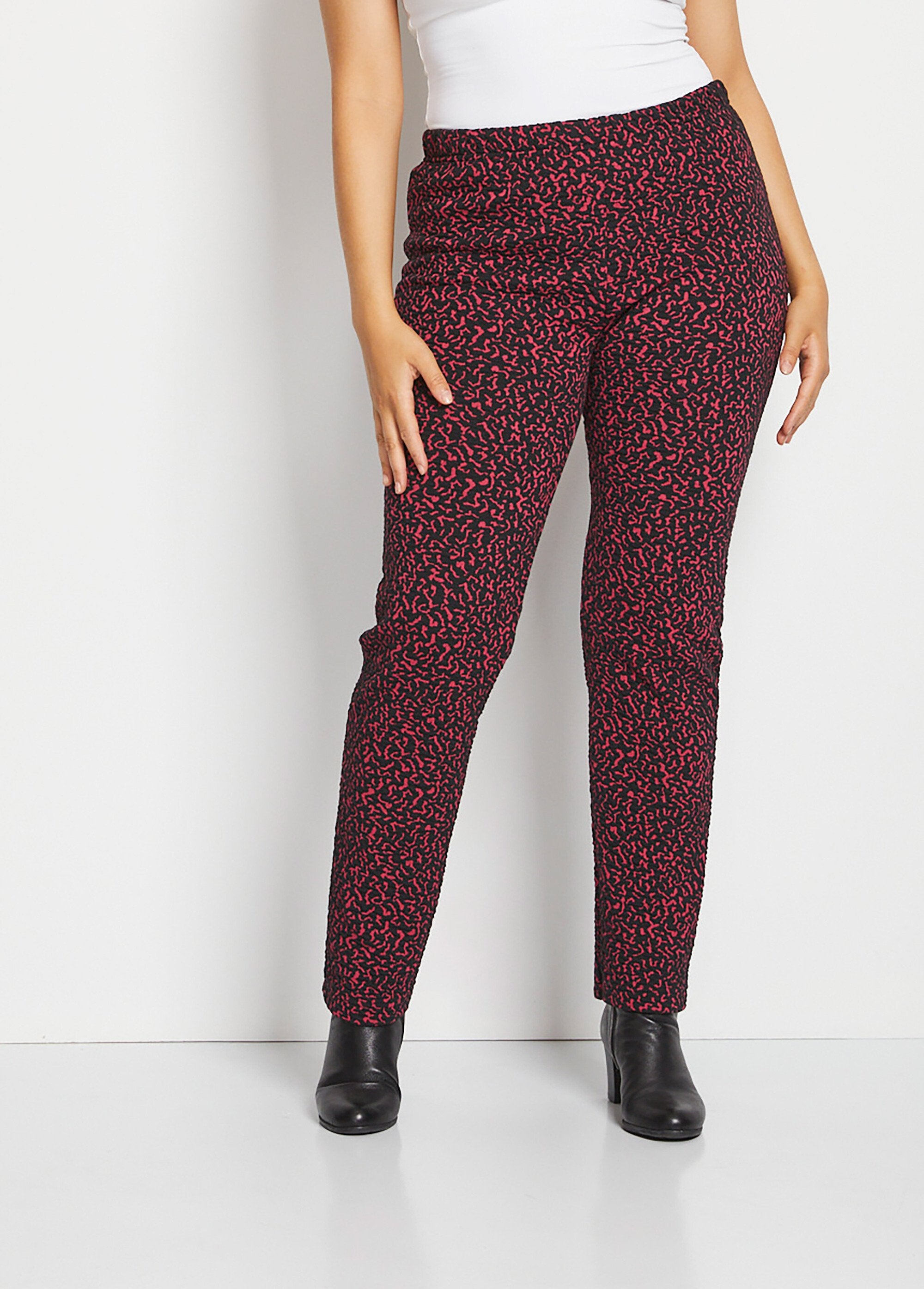 Leggings_de_cintura_elástica_lisa_ou_bicolor_Framboesa_e_preta_FA1_curvy