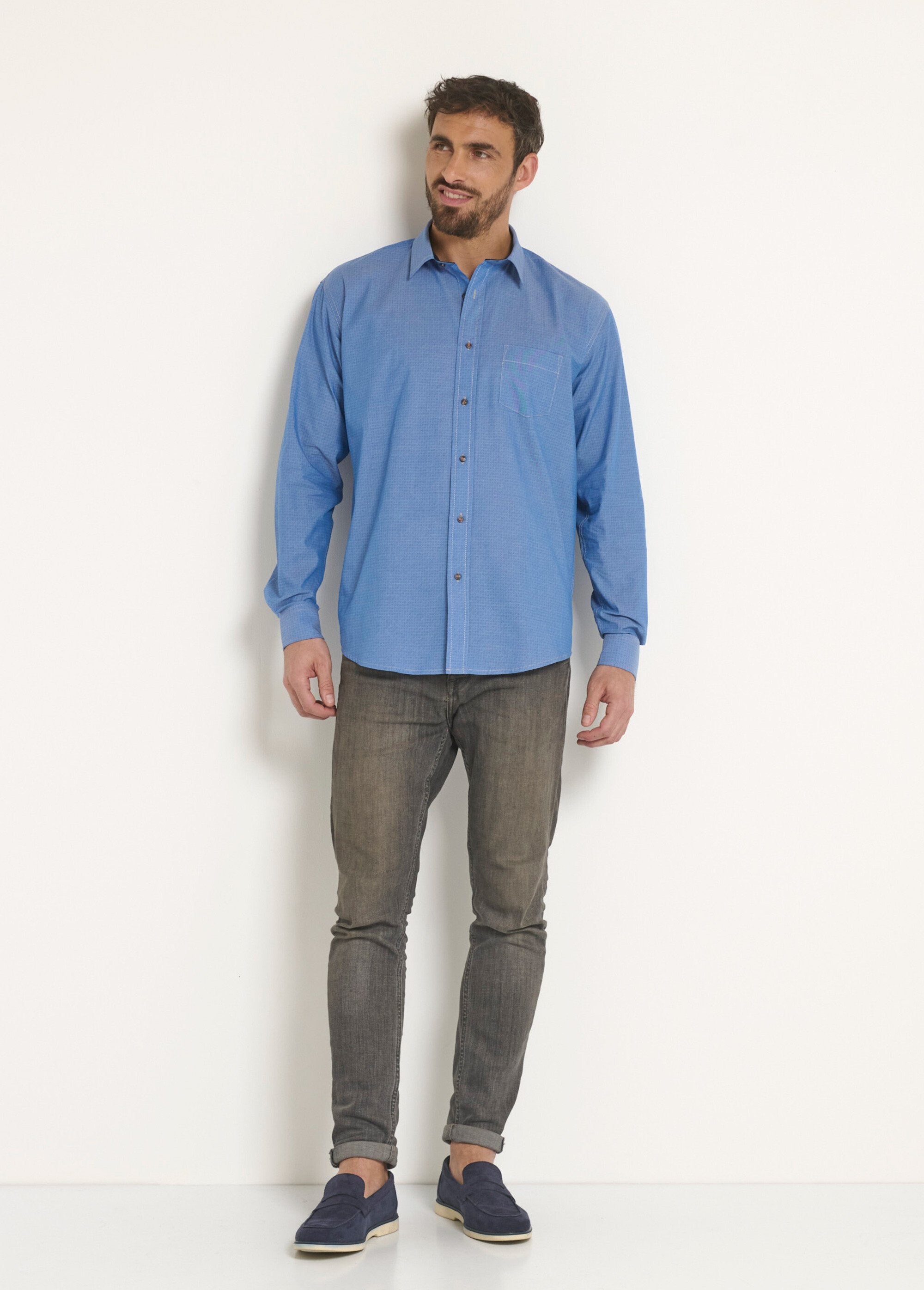 Camisa_de_algodão_chambray_estampada_Bleu_SF1_slim