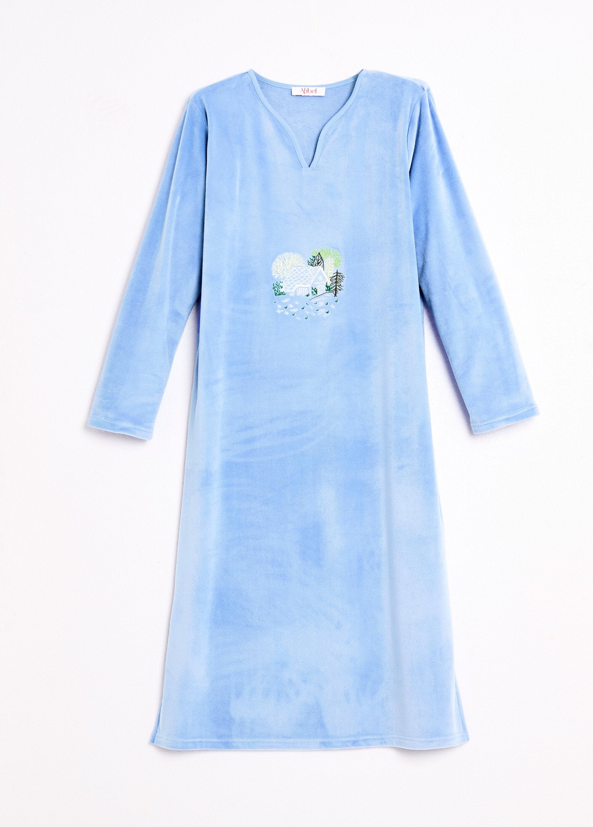 Chemise_de_nuit_polaire_mi-longue_brodée_Indigo_AP1_slim