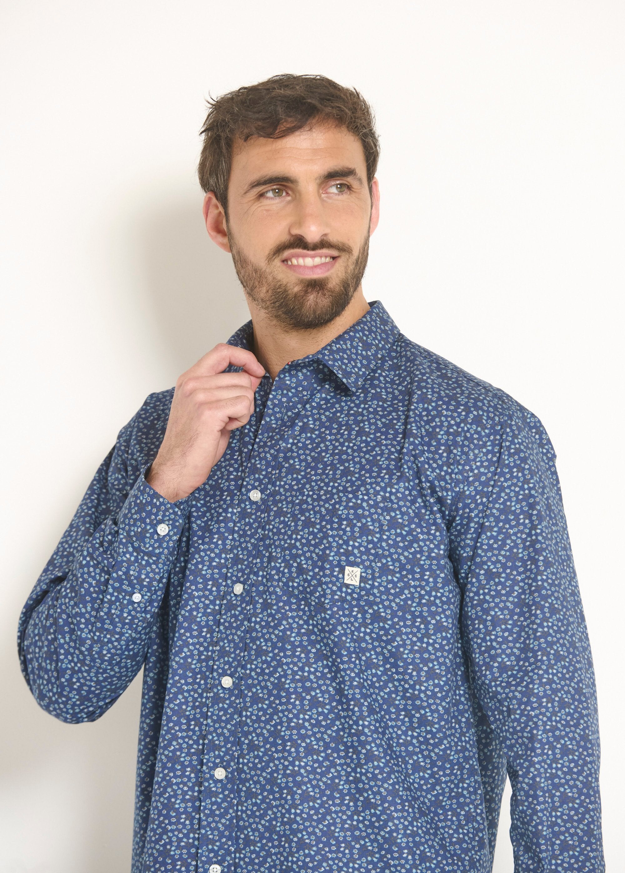 Camisa_de_algodão_estampada_chique_Marine_DE2_slim