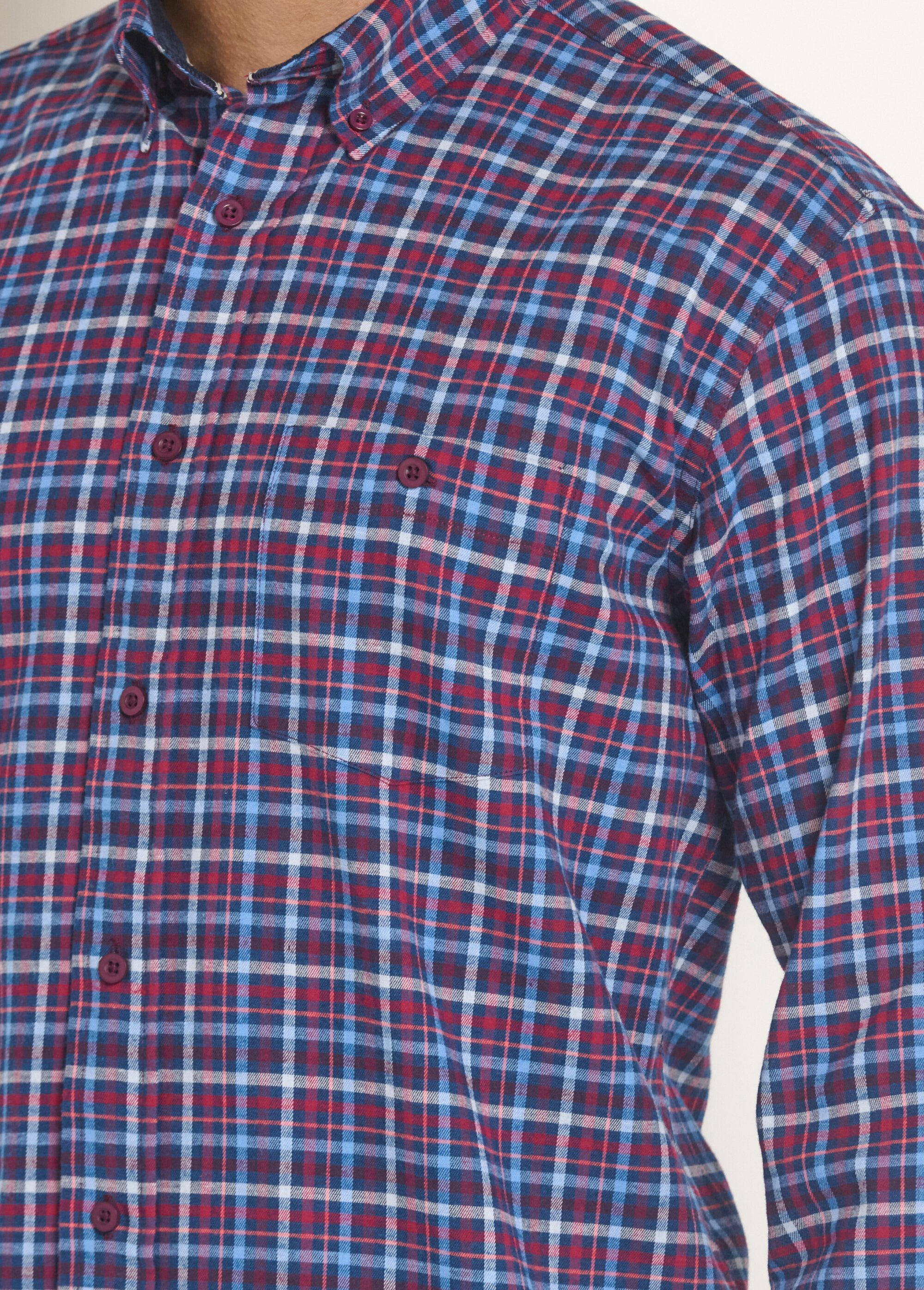 Camisa_de_flanela_xadrez_elástica_Carreaux_bleu_DE2_slim