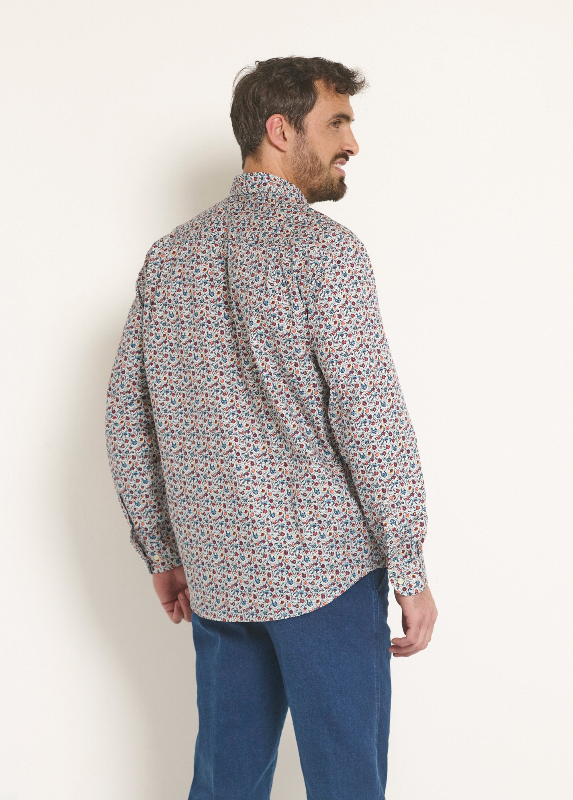 Camisa_com_estampa_floral_chique_Orange_et_bleu_DO1_slim