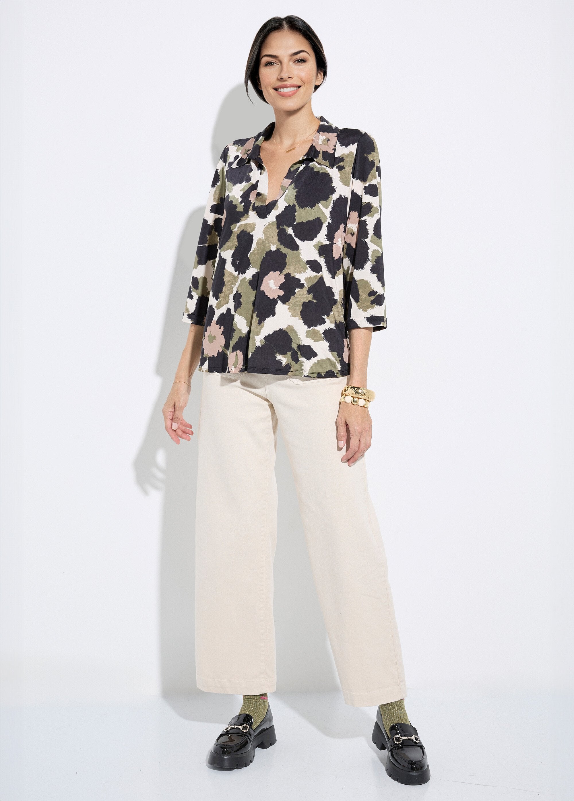 Chemisier_fluide_camouflage_et_col_tailleur_Noir_et_kaki_SF1_slim