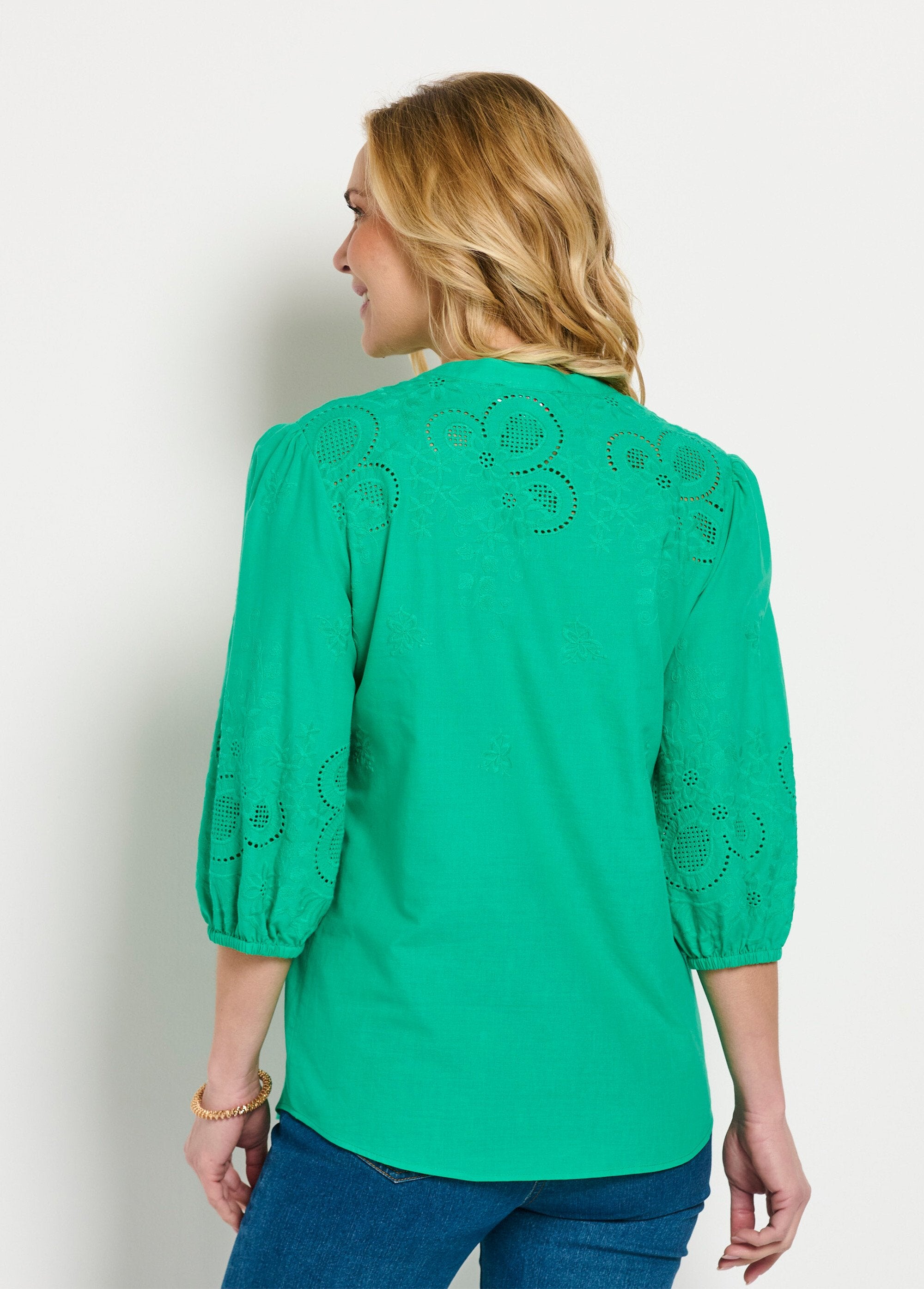 Blusa_longa_de_algodão_bordada_com_manga_3/4_Vert_DO1_slim