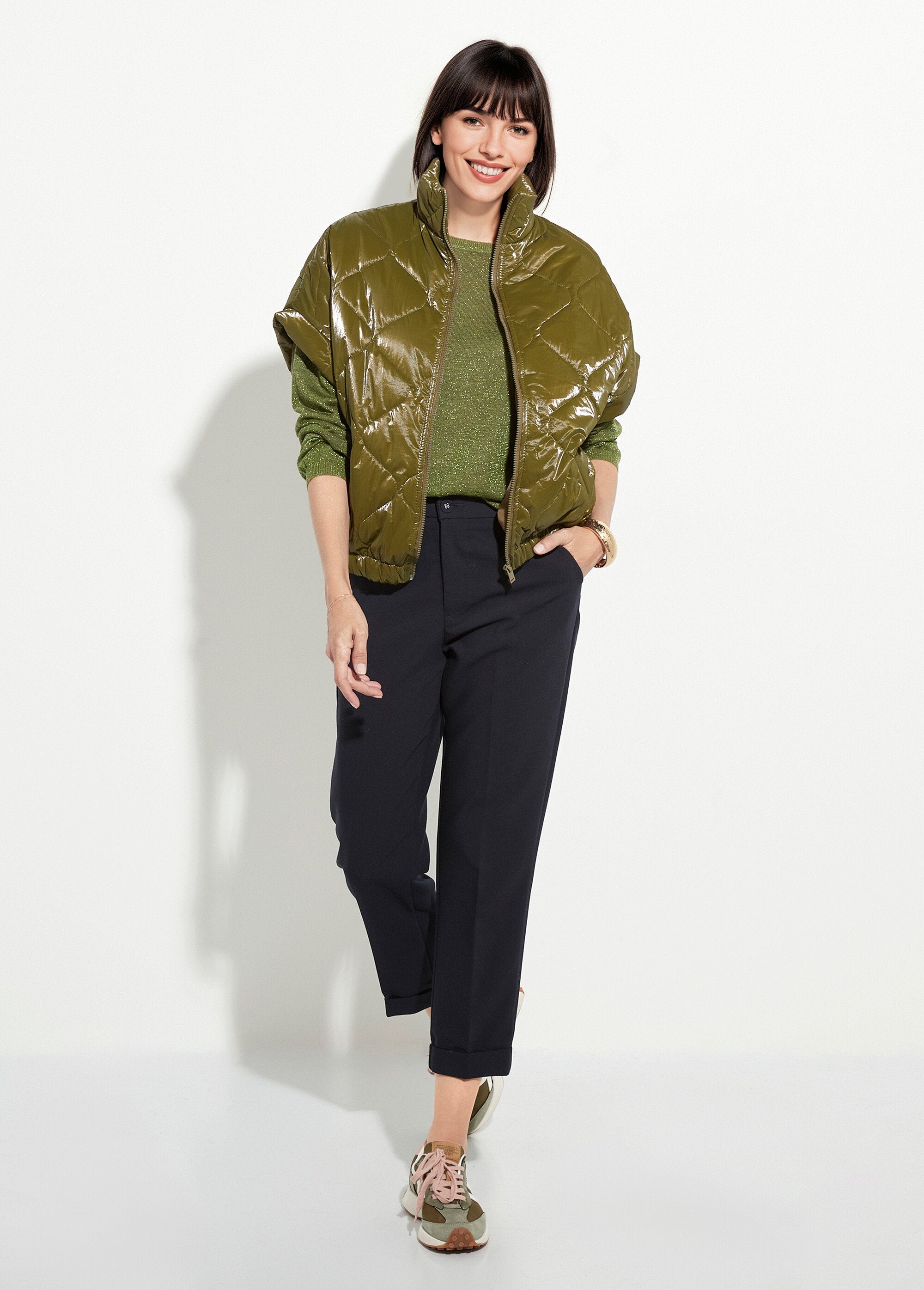 Doudoune_brillante_zippée_sans_manches_brillante_Kaki_SF1_slim