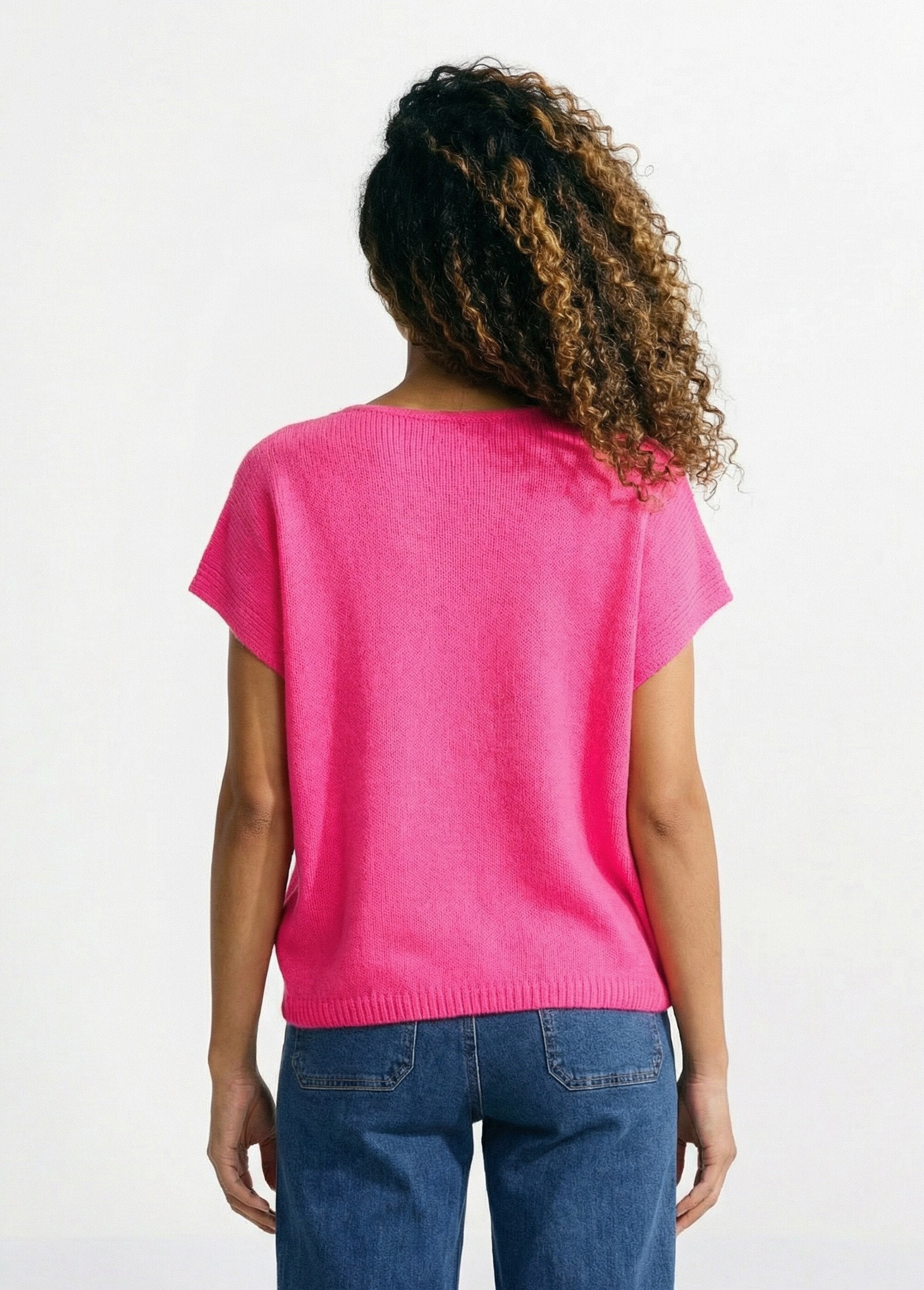 Casaco_de_manga_curta_com_botões_metálicos_Rose_fluo_DO1_slim